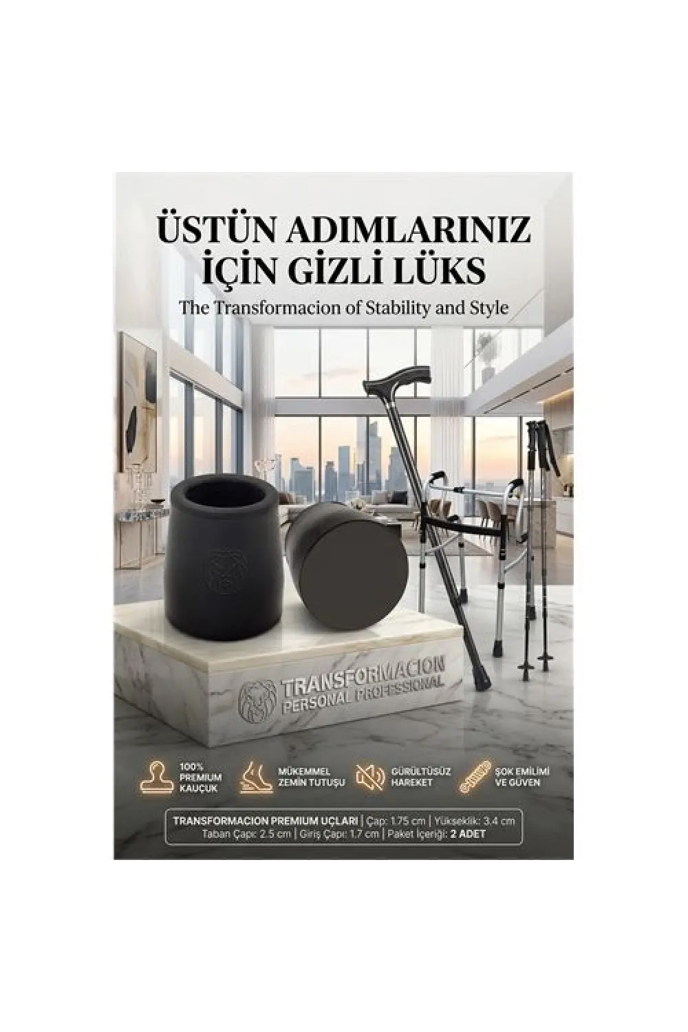 Baston Yürüteç Değnek Treking Ucu 1.75 Cm Çap 715990