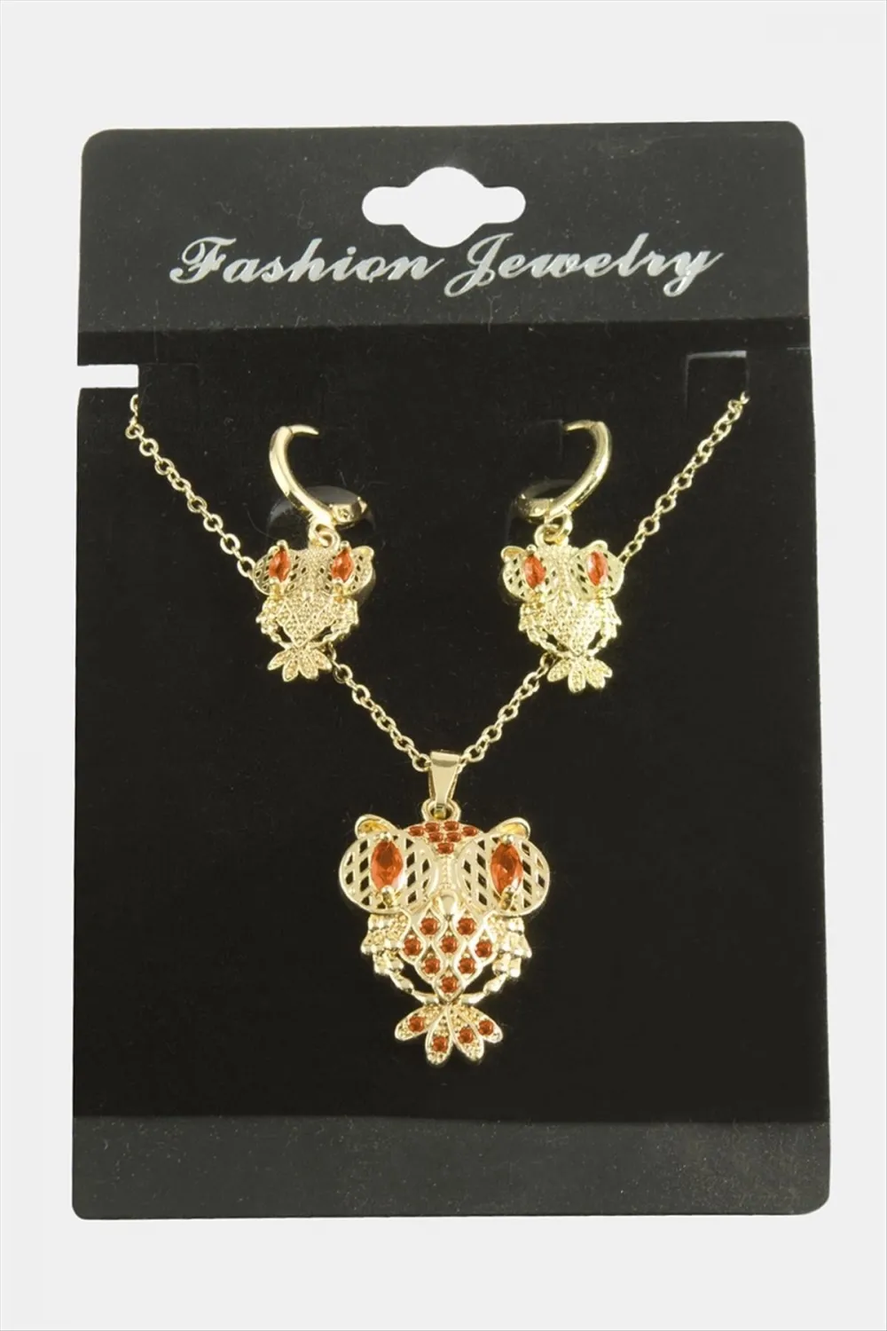 Baykuş Zirkon Taşlı Set Kolye
