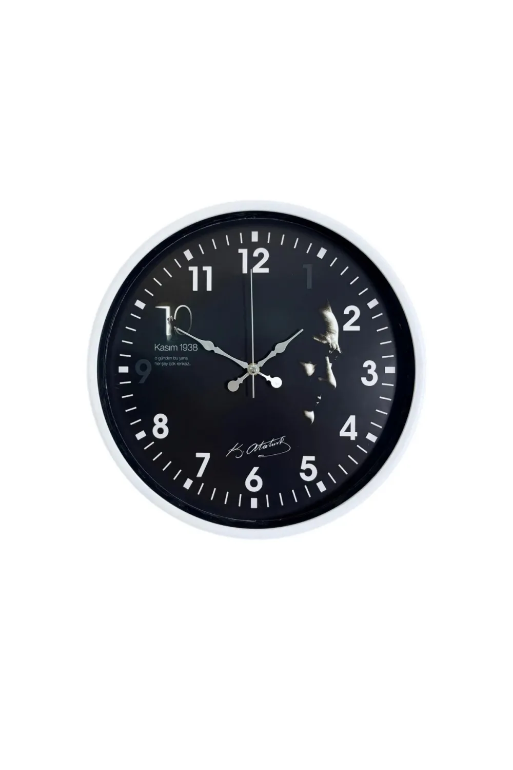 Beyaz 36 Cm Atatürk Modern Tasarım Duvar Saati