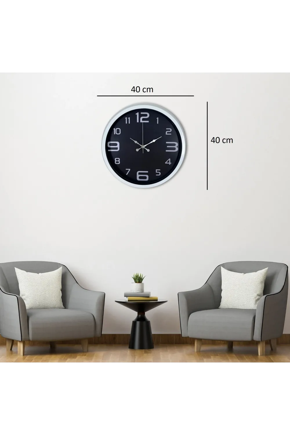 Beyaz 40 Cm Metal Modern Duvar Saati
