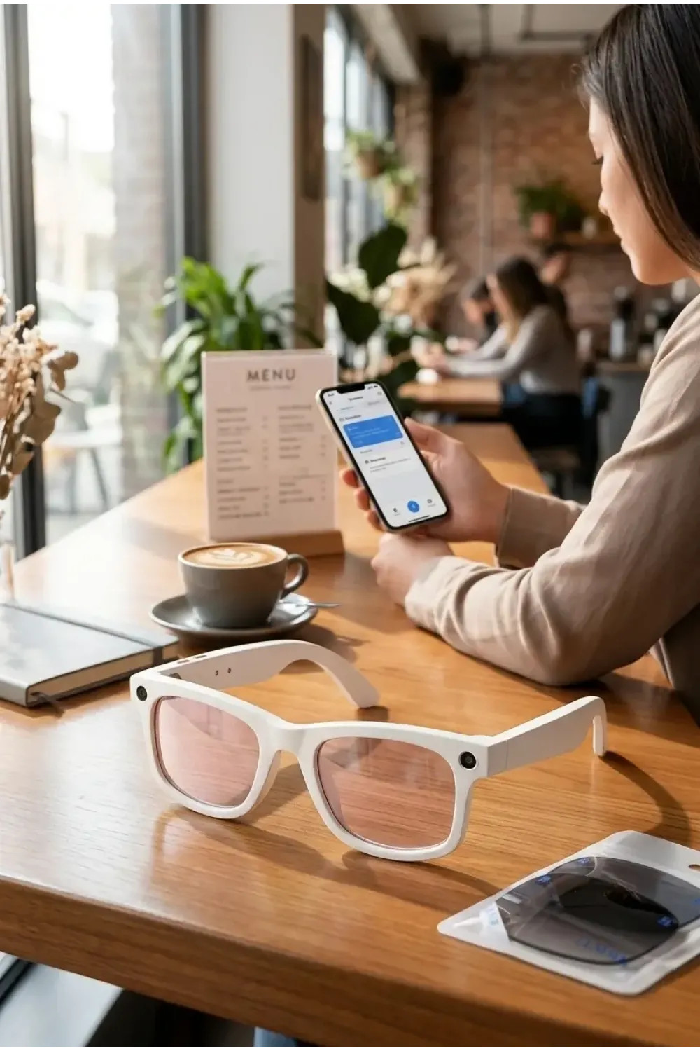 Beyaz Aı Akıllı Gözlük No 04 Kameralı Bluetooth Birinci Şahıs Çekim Kamera Mikrofon Ve Hoparlörlü
