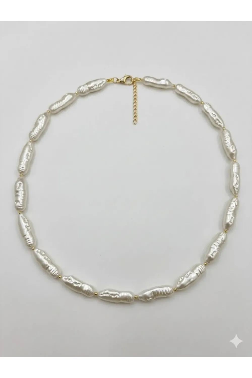 Beyaz Barok İnci  Kolyeler 40+5 Cm  - Kl0306