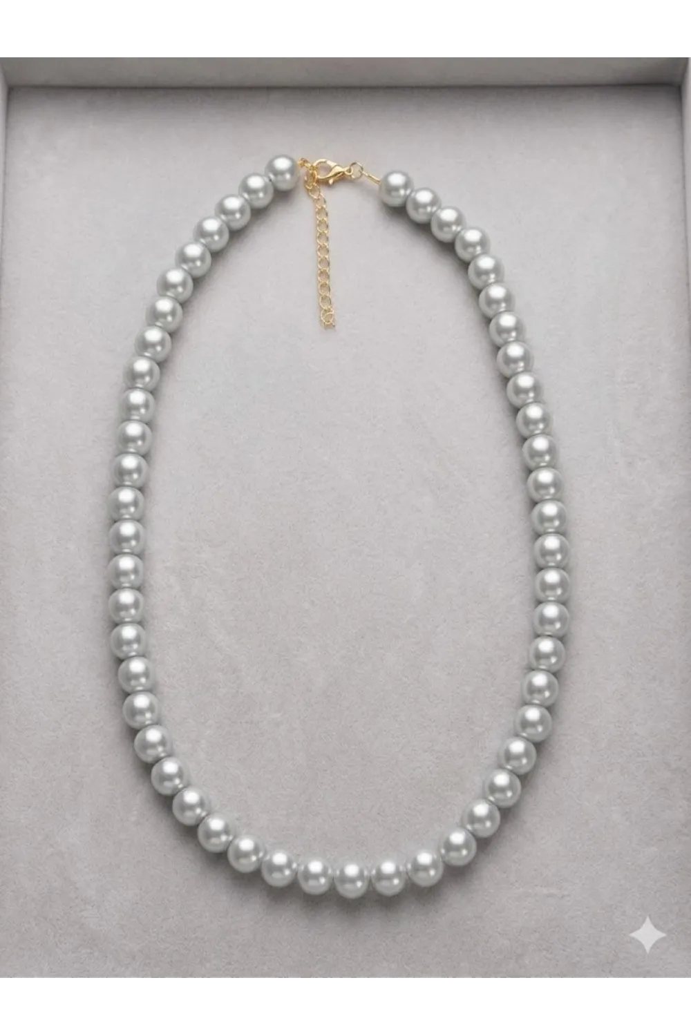 Beyaz Cam İnci  Kolyeler 40+5 Cm  - Kl0300