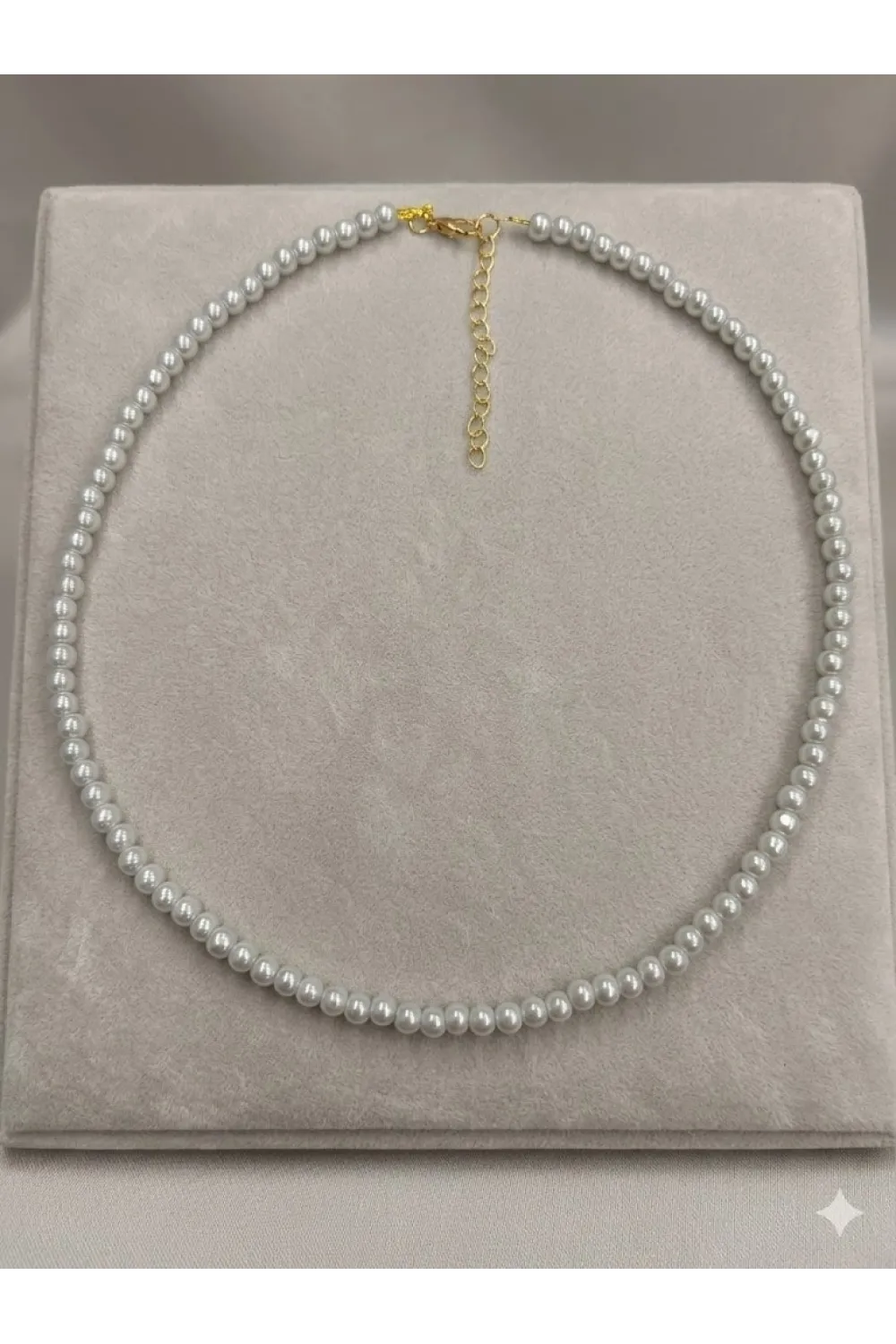 Beyaz Cam İnci  Kolyeler 40+5 Cm  - Kl0302