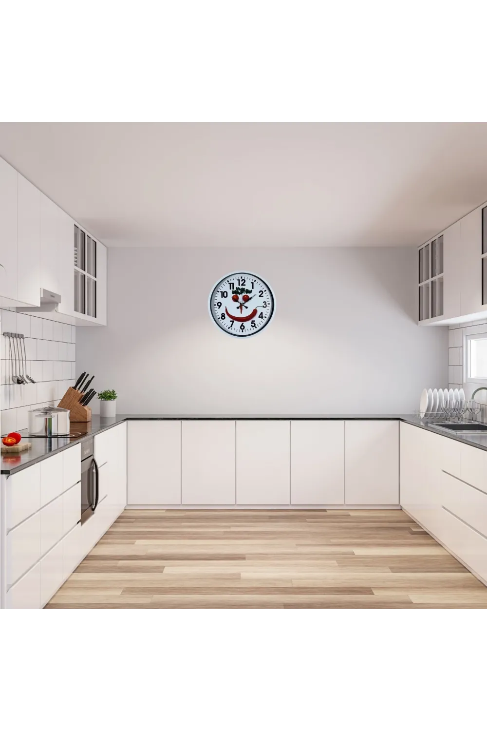 Beyaz Chef Smile 36 Cm Duvar Saati