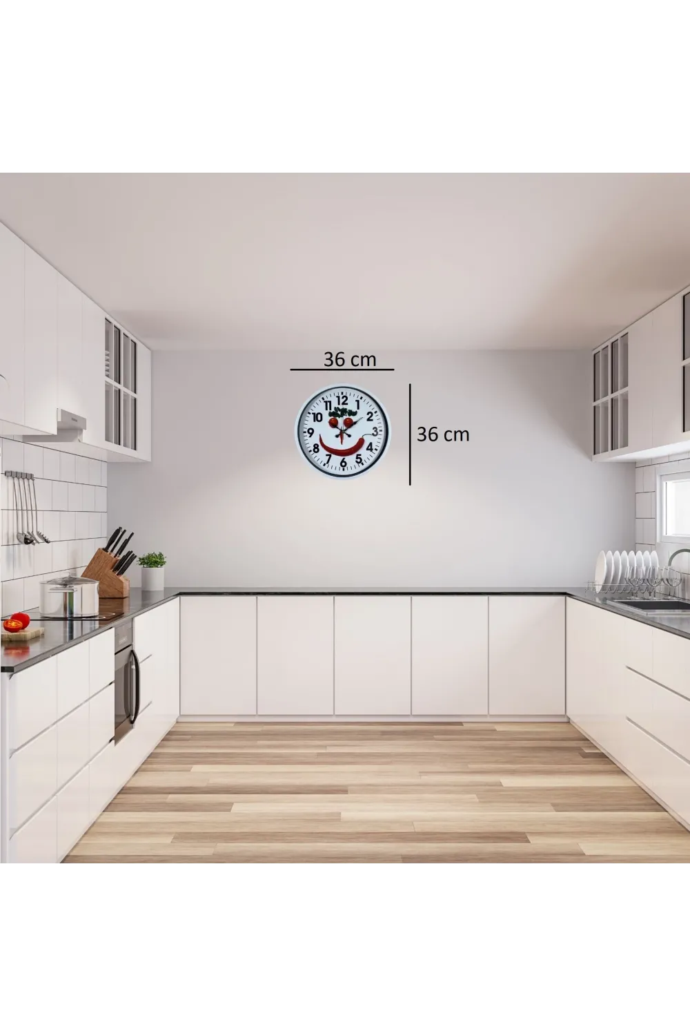 Beyaz Chef Smile 36 Cm Duvar Saati