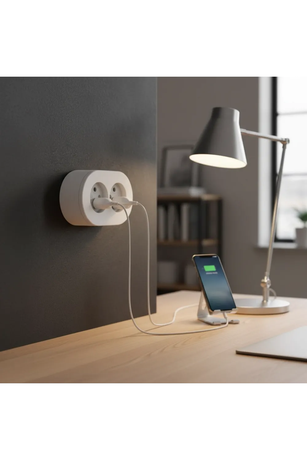 Beyaz İkili Sıva Üstü Dekoratif Topraklı Elektrik Prizi