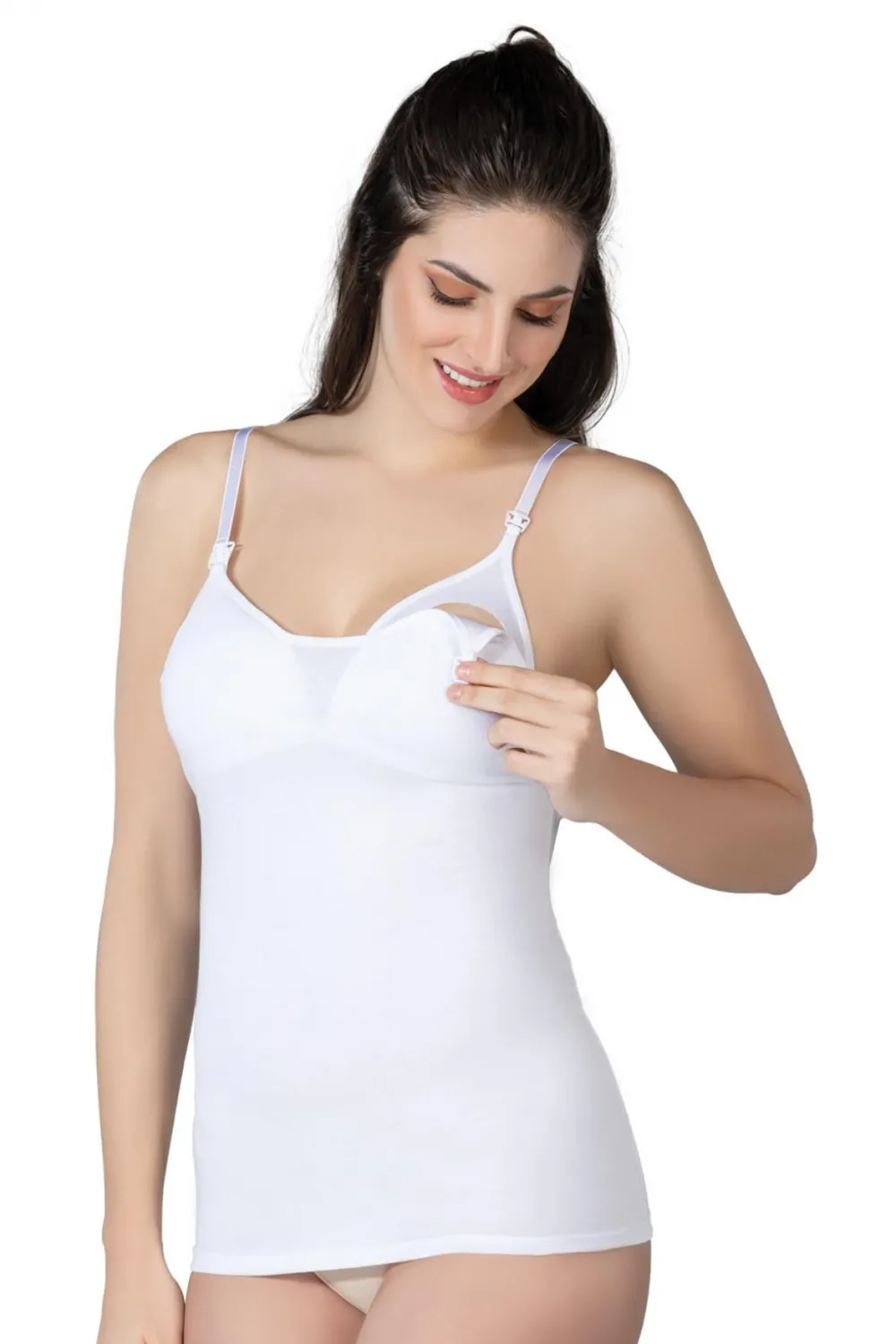 ieg™ BEYAZ MI  1413 Modal Cotton Kaplı Emzirme Atlet