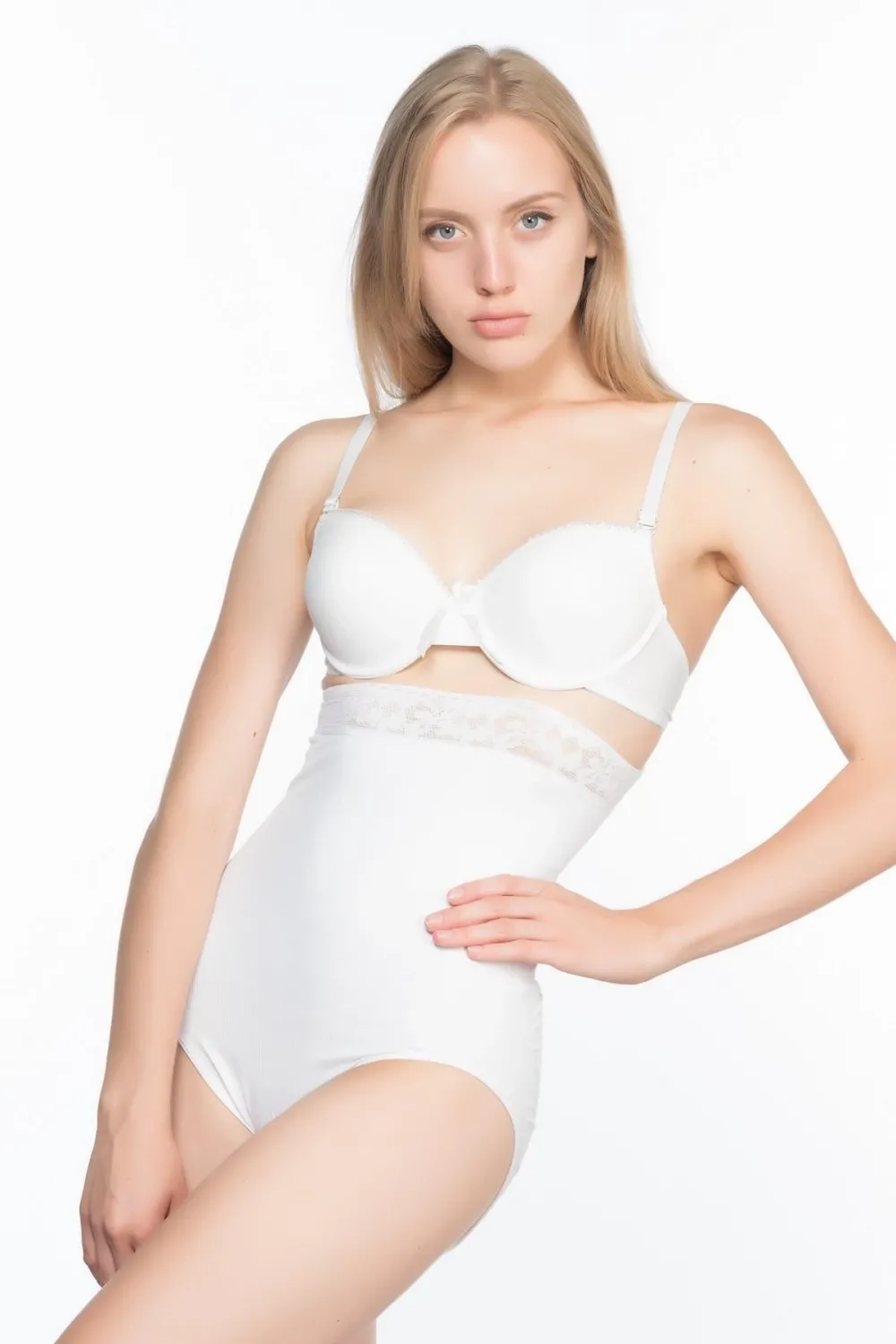 ieg™ BEYAZ MI  2028 Dantelli Yüksek Bel Slip Korse