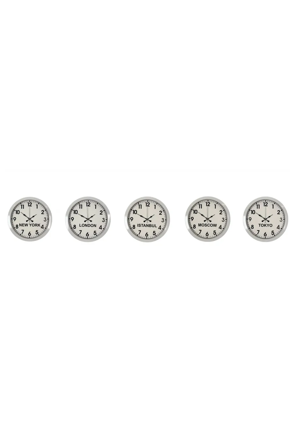 Beyaz Premium Tasarım 36 cm Metal Dünya Saatleri 5’li Set