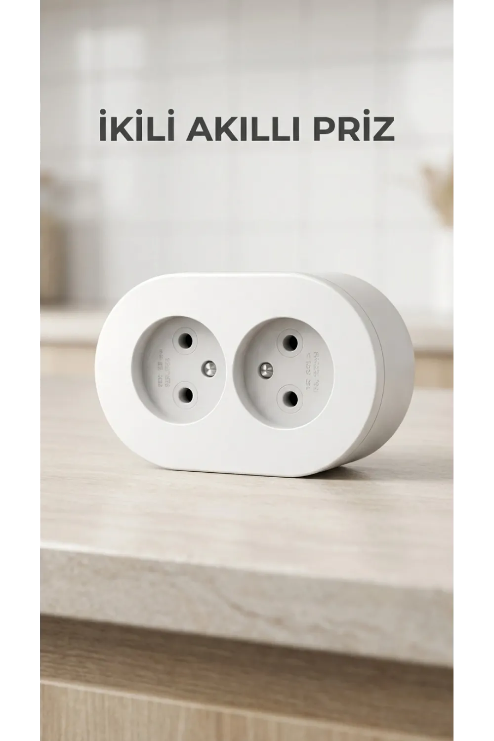 Beyaz Renk Çift Girişli Sıva Üstü Topraklı Duvar Prizi