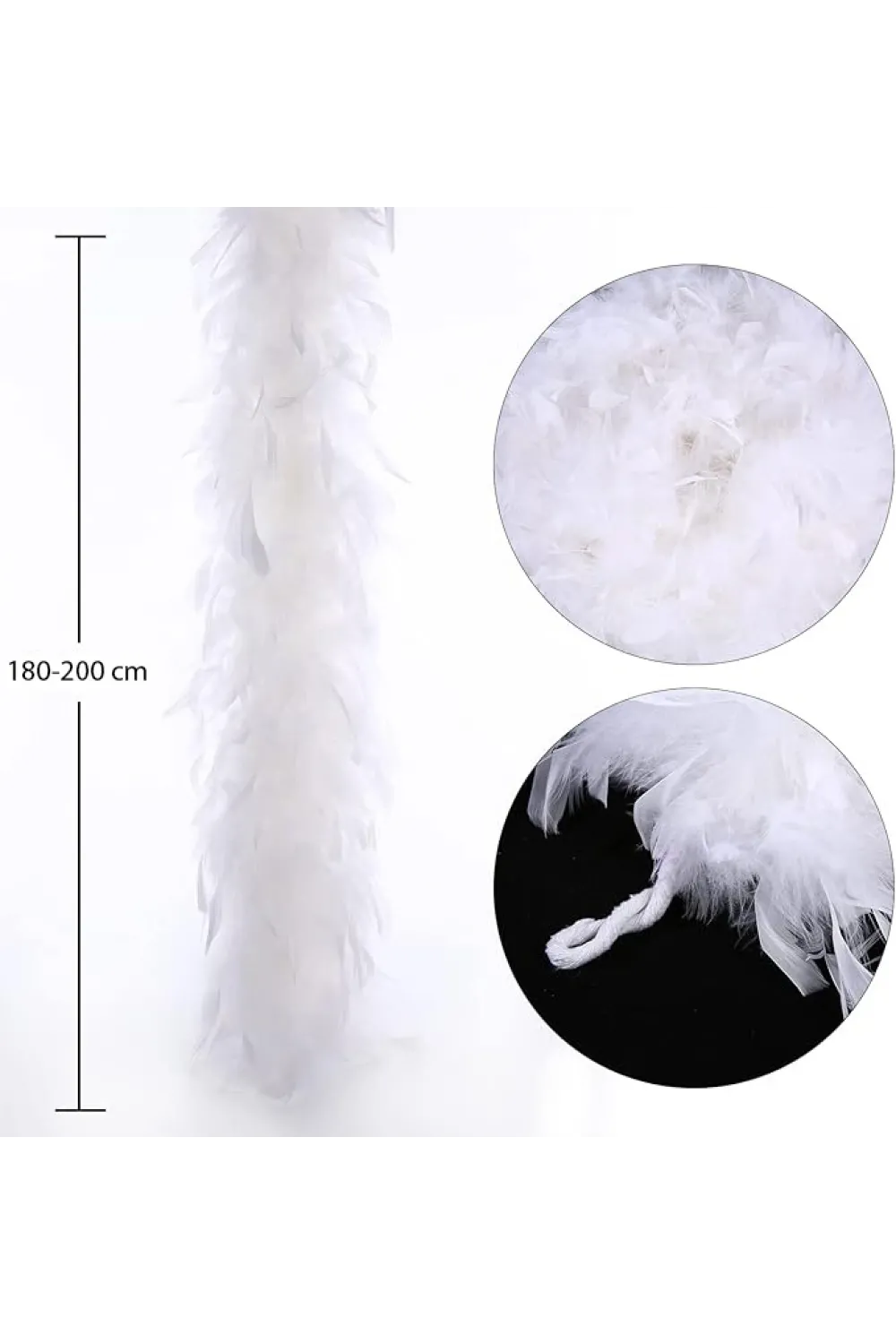 Beyaz Renk Kabarık Kalın Otriş Boa Tüy 6 cm Genişlik 180-200 cm Uzunluk