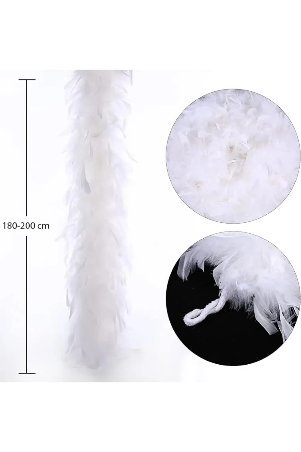 Beyaz Renk Kabarık Kalın Otriş Boa Tüy 6 Cm Genişlik 180-200 Cm Uzunluk