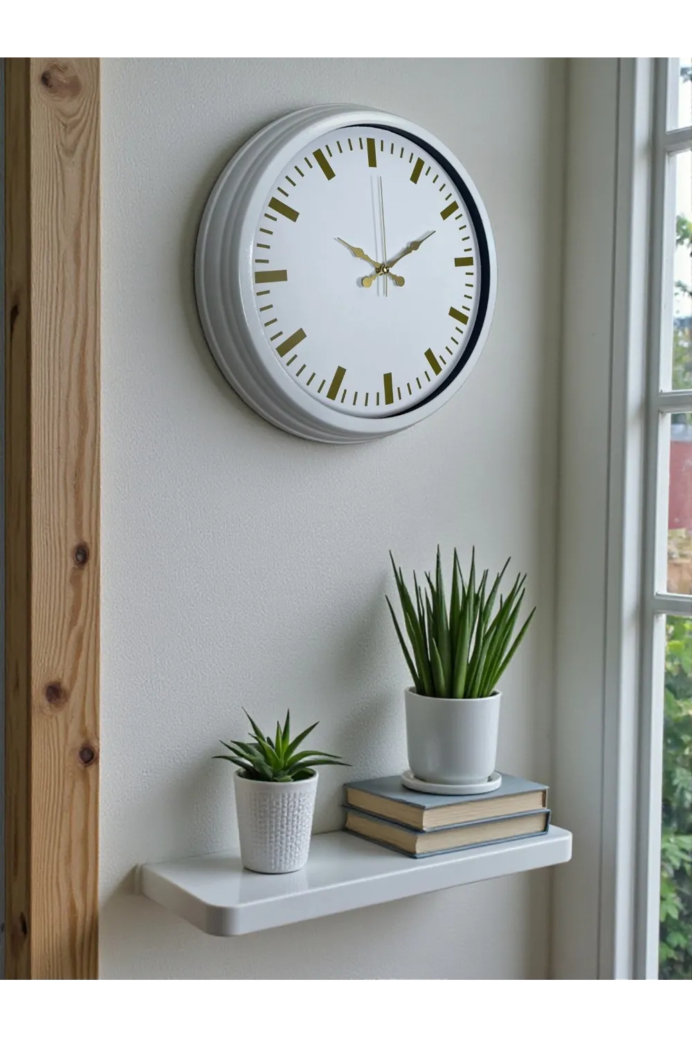 Beyaz Zarafet 40 Cm Metal Duvar Saati