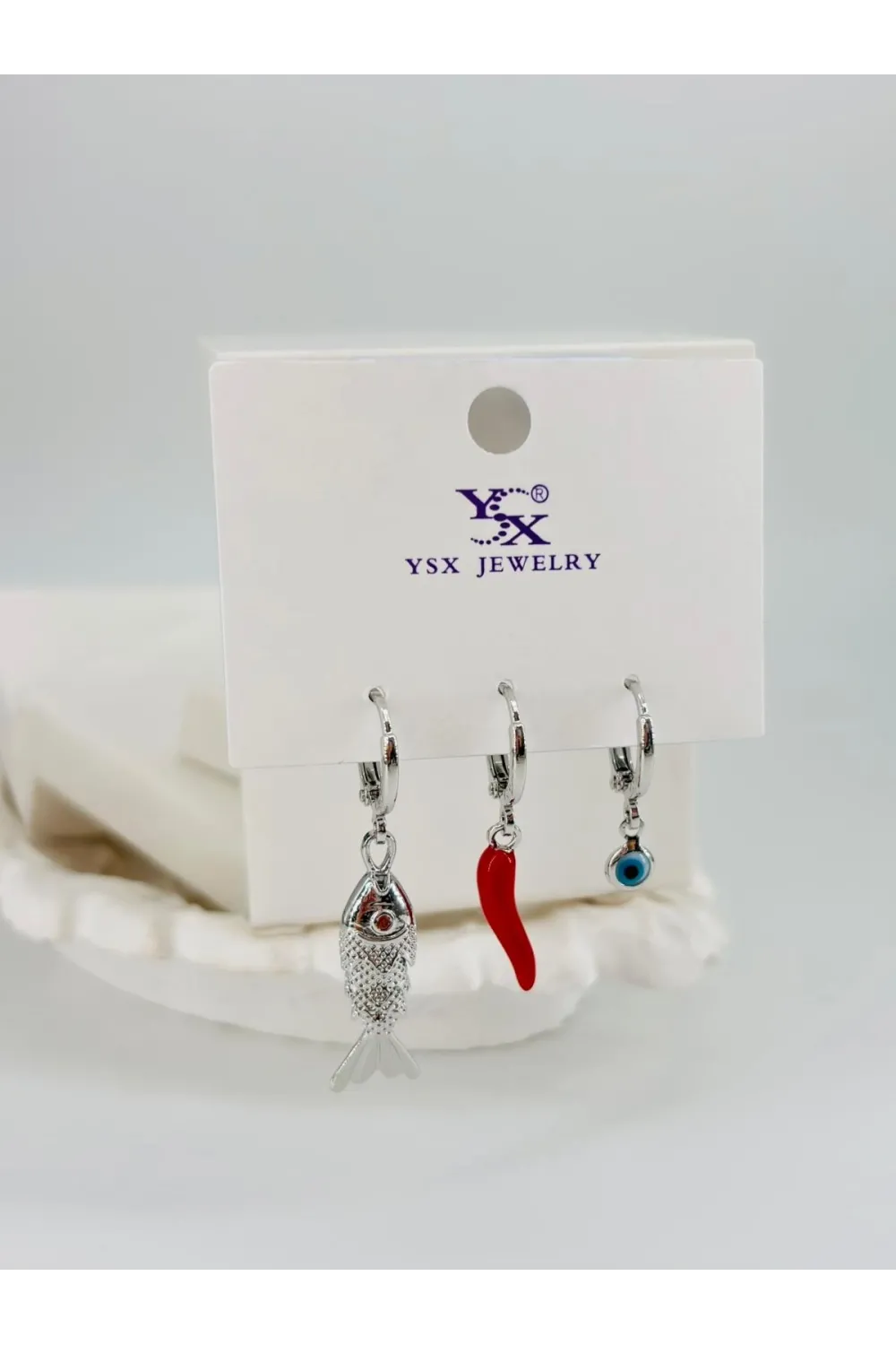 Biber Detaylı Üçlü Kombin Küpe - Kp00542