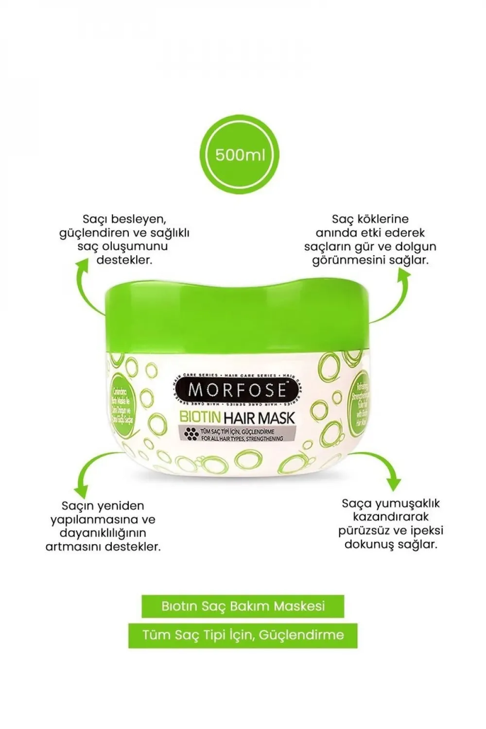 Biotin Saç Maskesi 500 ML - Gür ve Dolgun Saçlar - mrfs