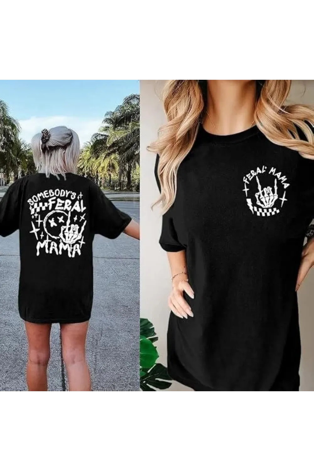 Bisiklet Yaka Baskılı T-shirt - Siyah