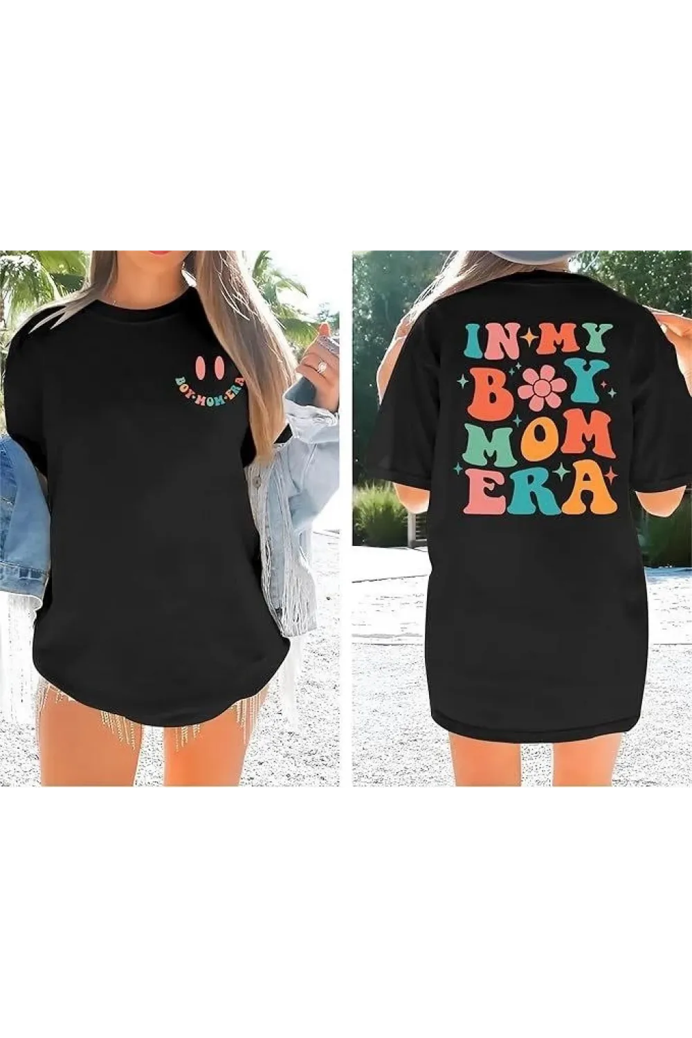Bisiklet Yaka Kısa Kol Baskılı T-shirt - Siyah