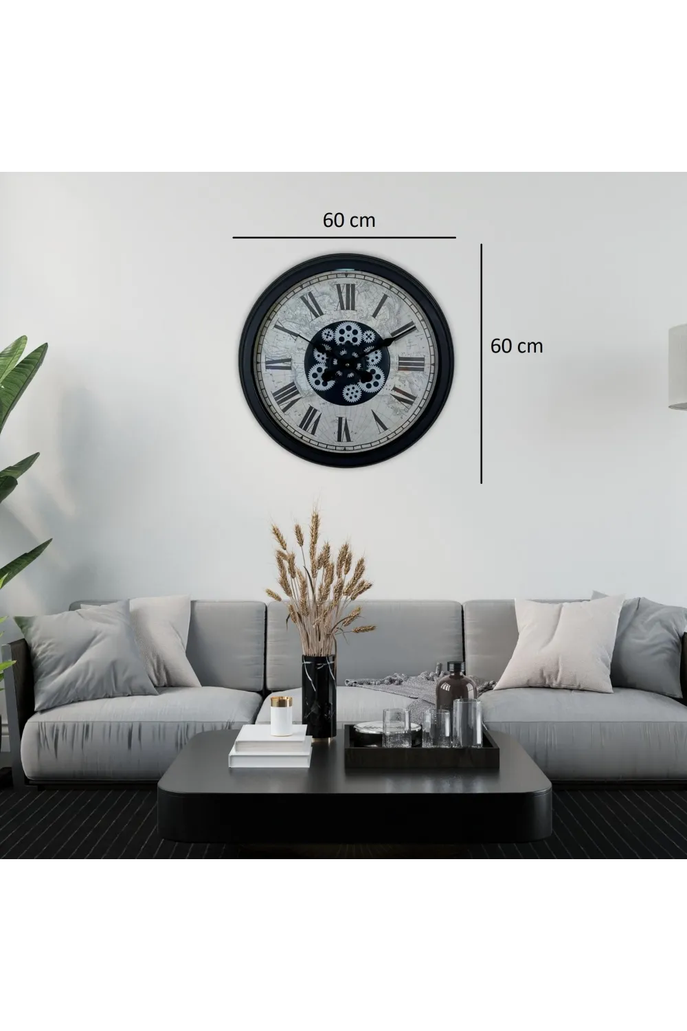 Black Atlas Series 60 Cm Çarklı Duvar Saati