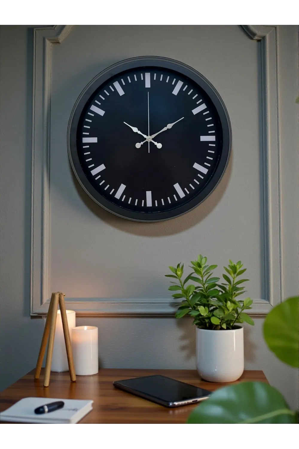 Black Baseline 40 Cm Metal Duvar Saati