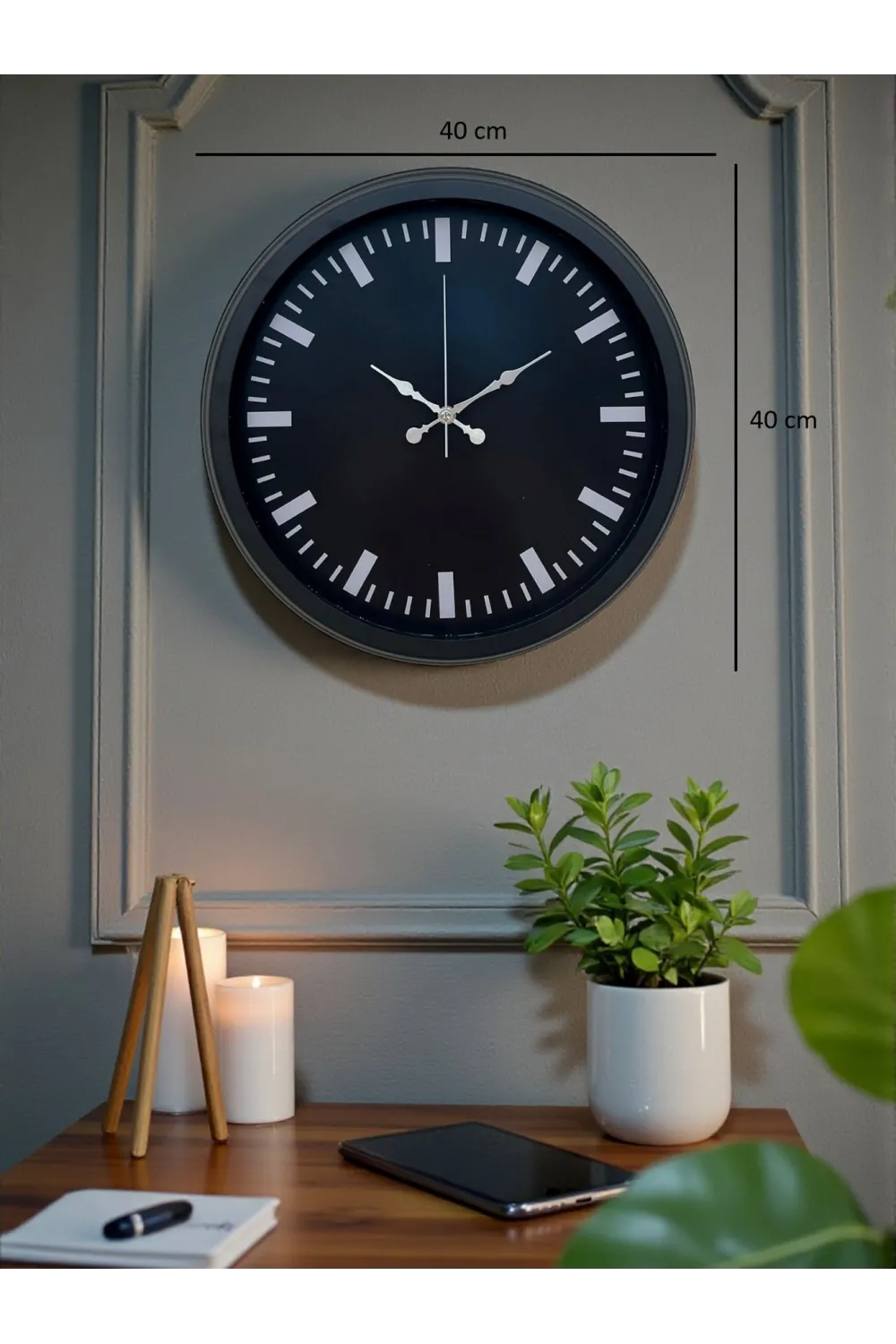 Black Baseline 40 Cm Metal Duvar Saati