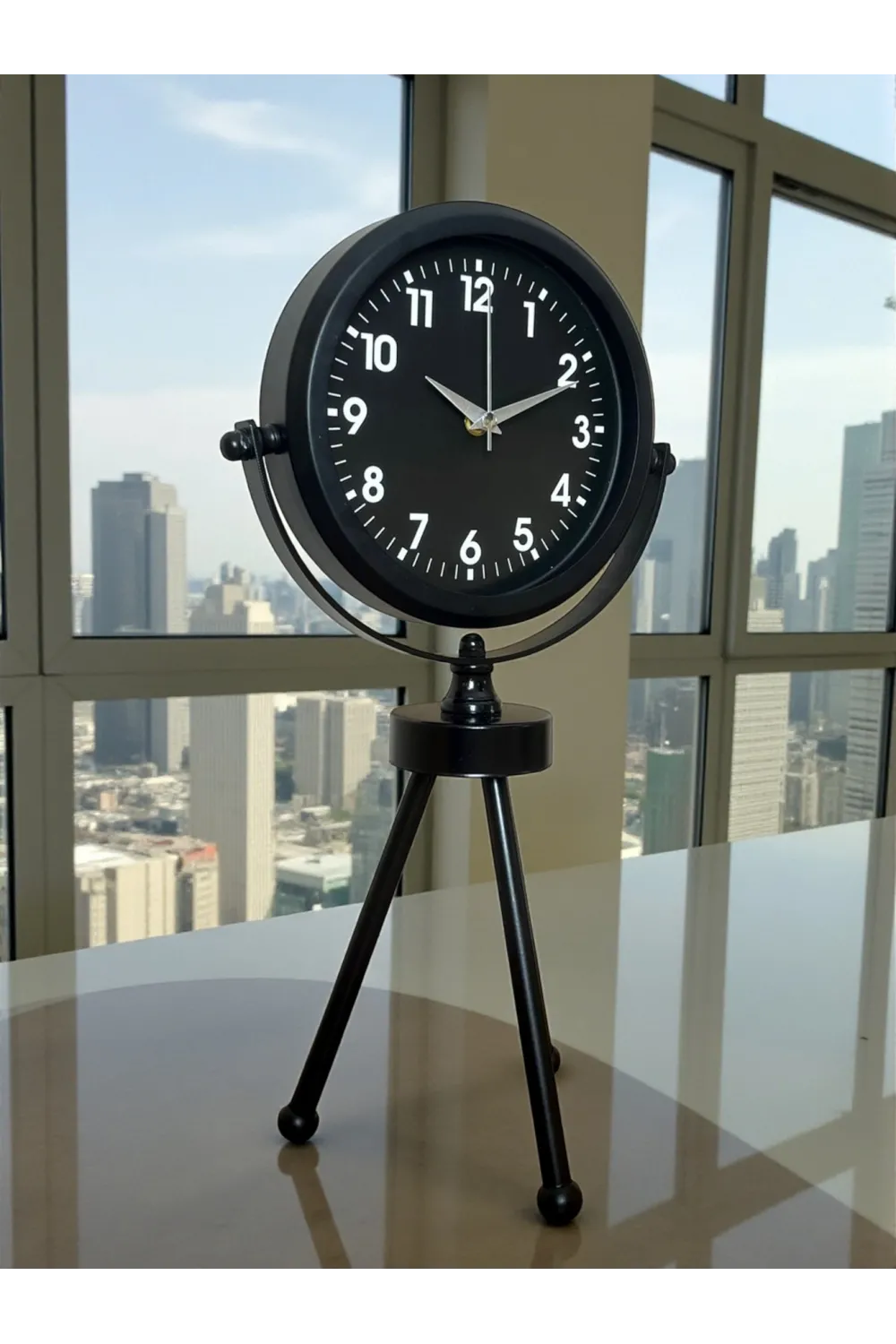 Black Luxury Modern Üç Ayaklı Metal Masa Saati
