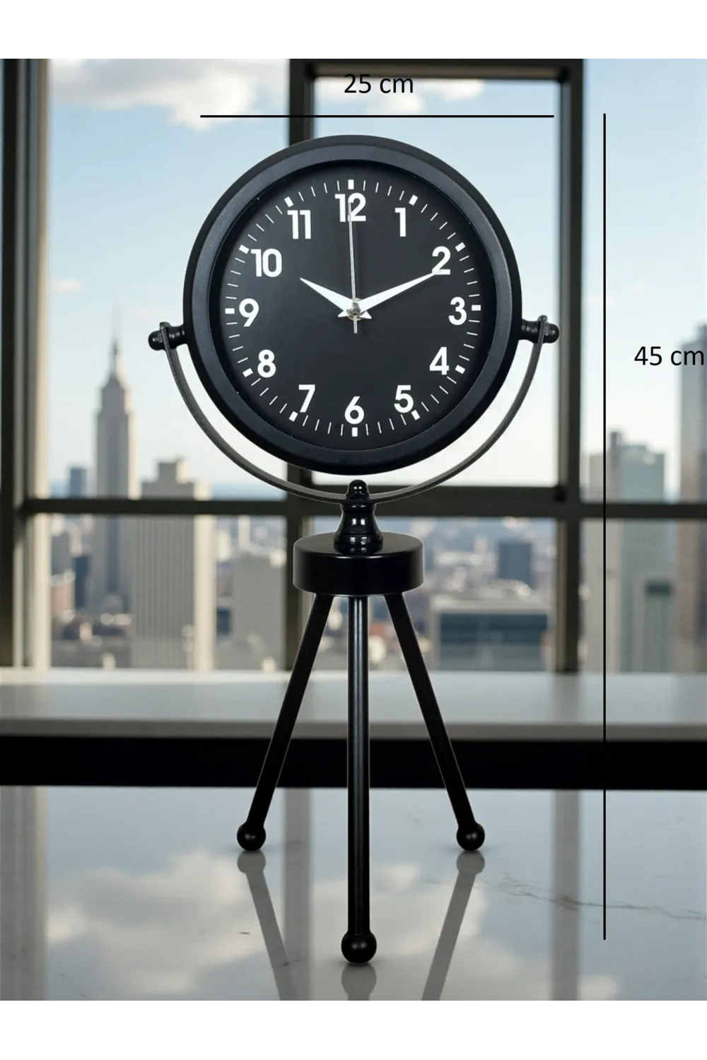Black Luxury Modern Üç Ayaklı Metal Masa Saati