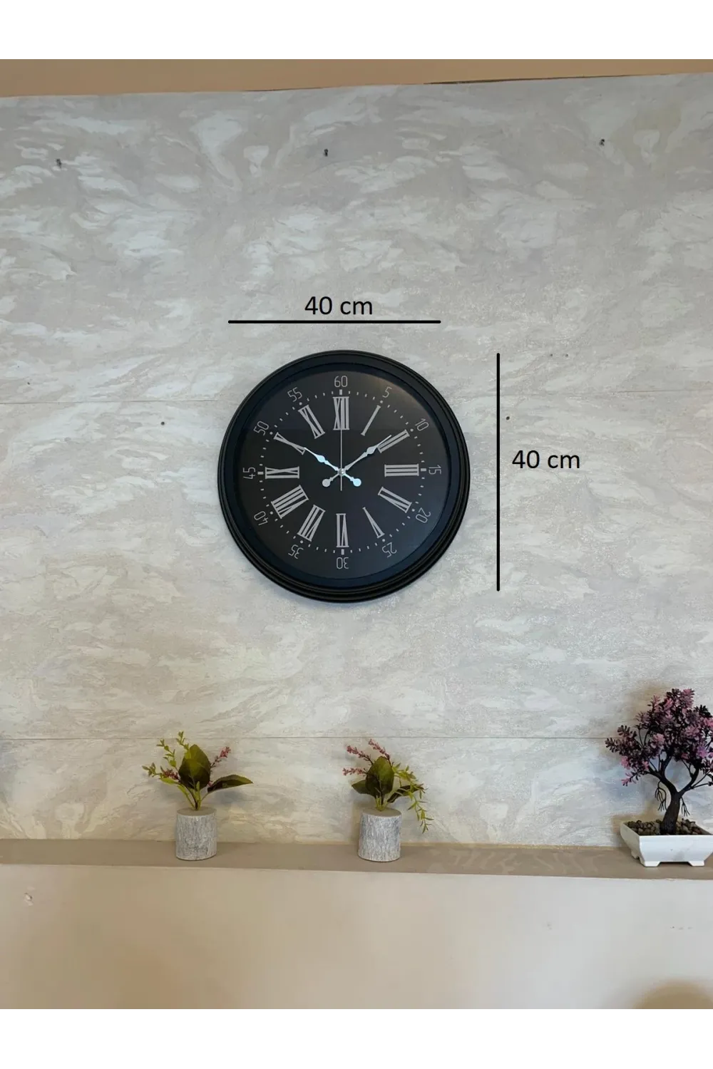Black Noble 40 Cm Metal Modern Duvar Saati