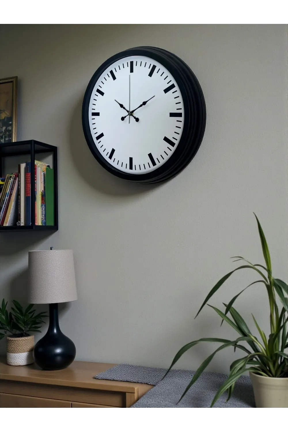 Black & White Baseline 40 Cm Metal Duvar Saati
