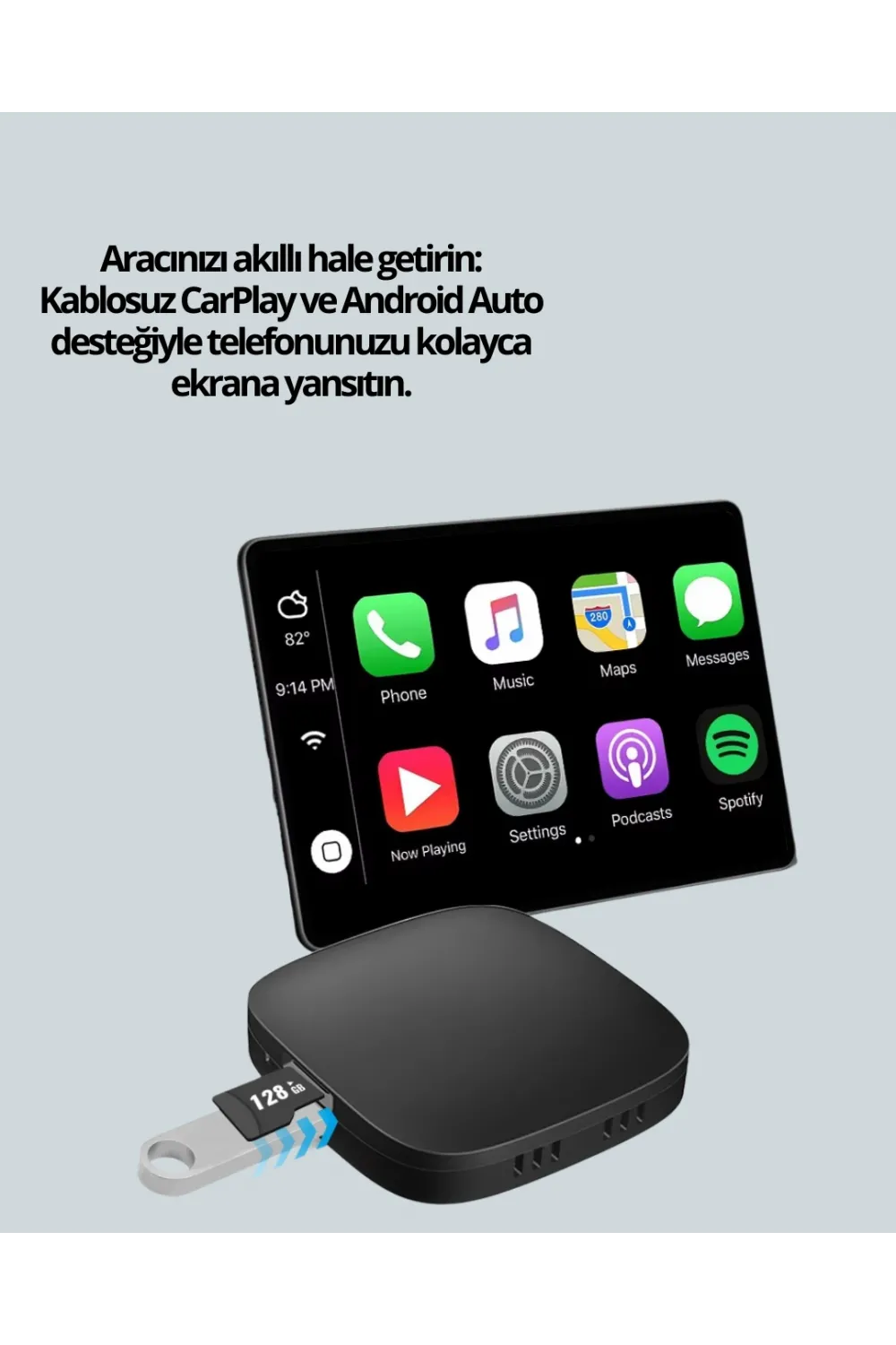Bluetooth 5.0 Kablosuz Android Auto Araç İçi Adaptör Yeni Nesil