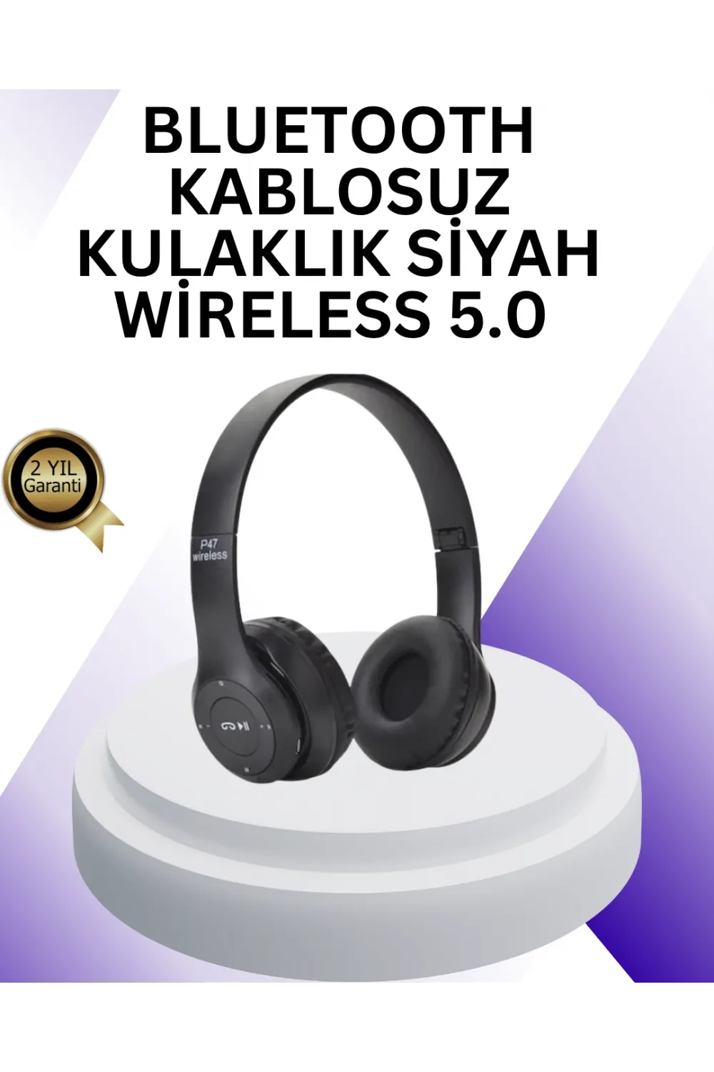 Bluetooth 5.0 Kablosuz Kulak Üstü Kulaklık | Stereo Ses Ve Katlanabilir Tasarım