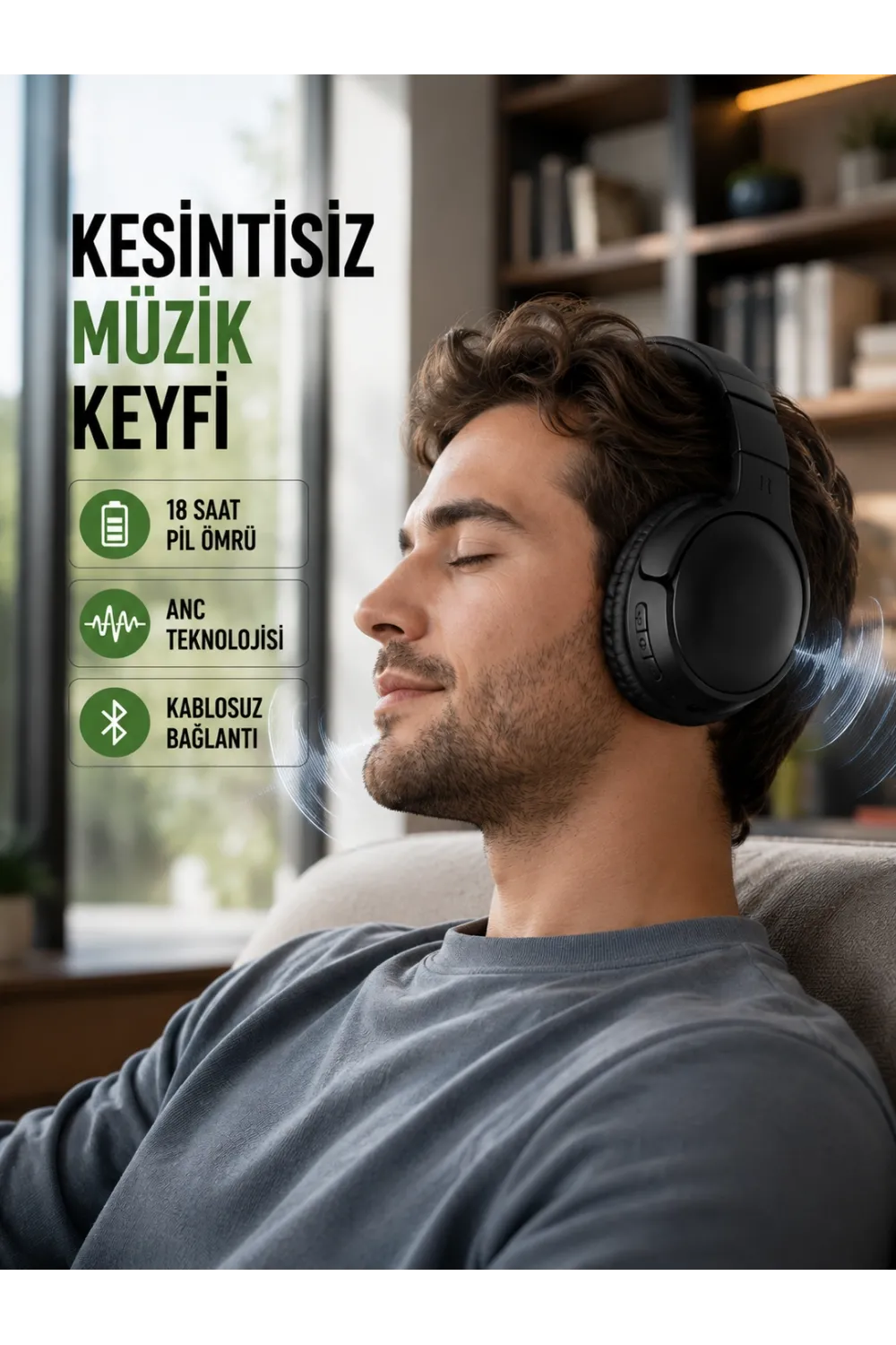 Bluetooth 5.0 Kablosuz Kulaklık-geniş Alan Kullanım