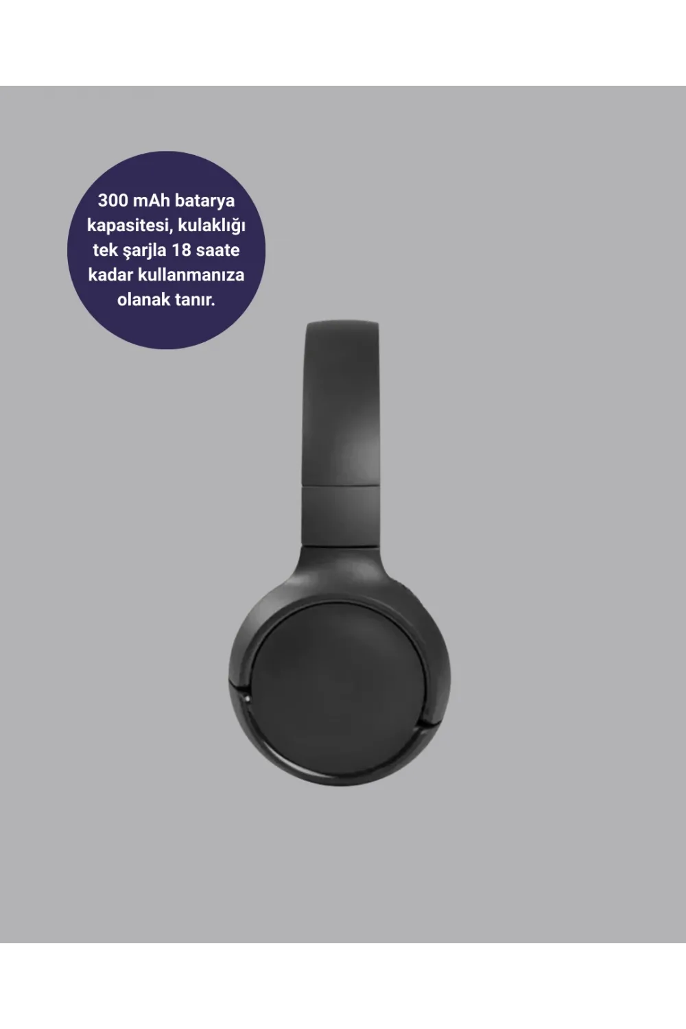 Bluetooth 5.0 Siyah Kablosuz Kulaklık 18 Saat Batarya Katlanabilir Tasarım
