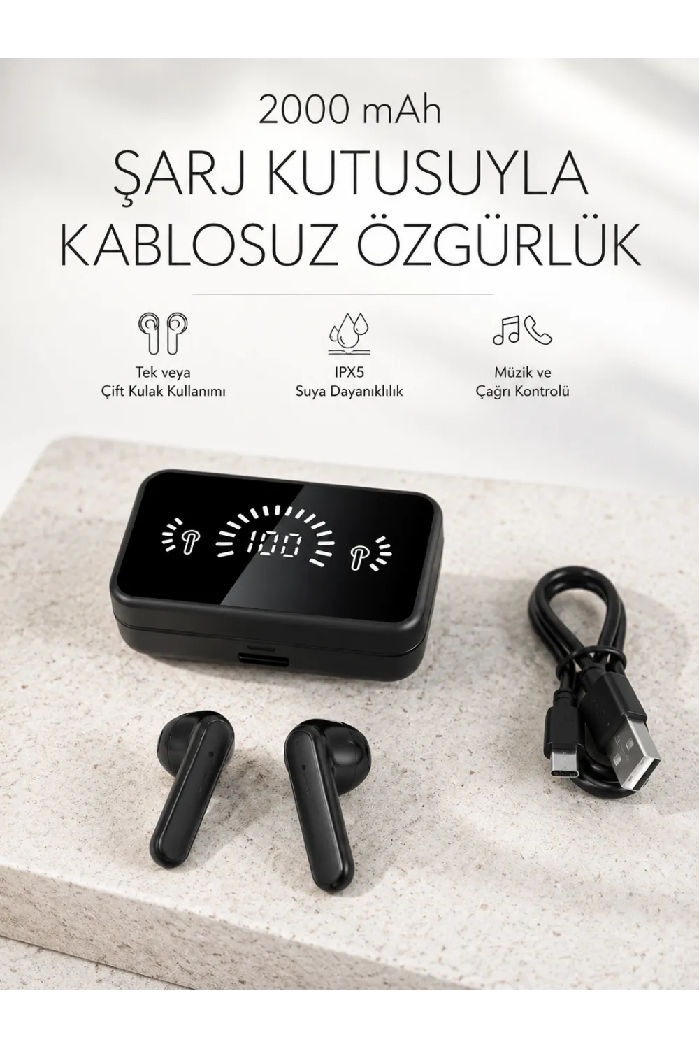 Bluetooth 5.1 Destekli  Bluetooth Kulaklık – Anc Ve Stereo Sesli