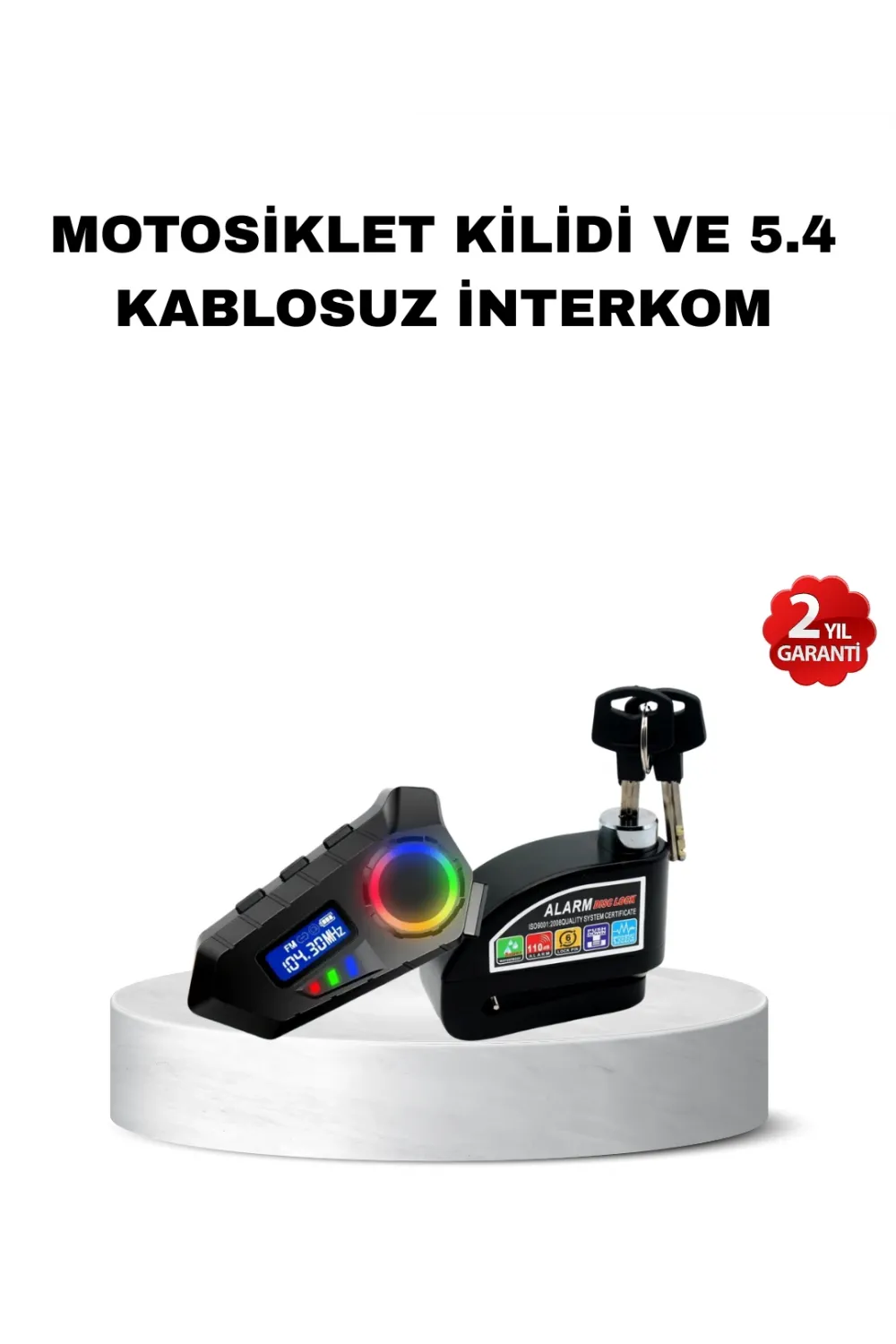 Bluetooth 5.4 İntercom Ve Alarmlı Disk Kilidi Seti Güçlü Ses Ve Güvenlik