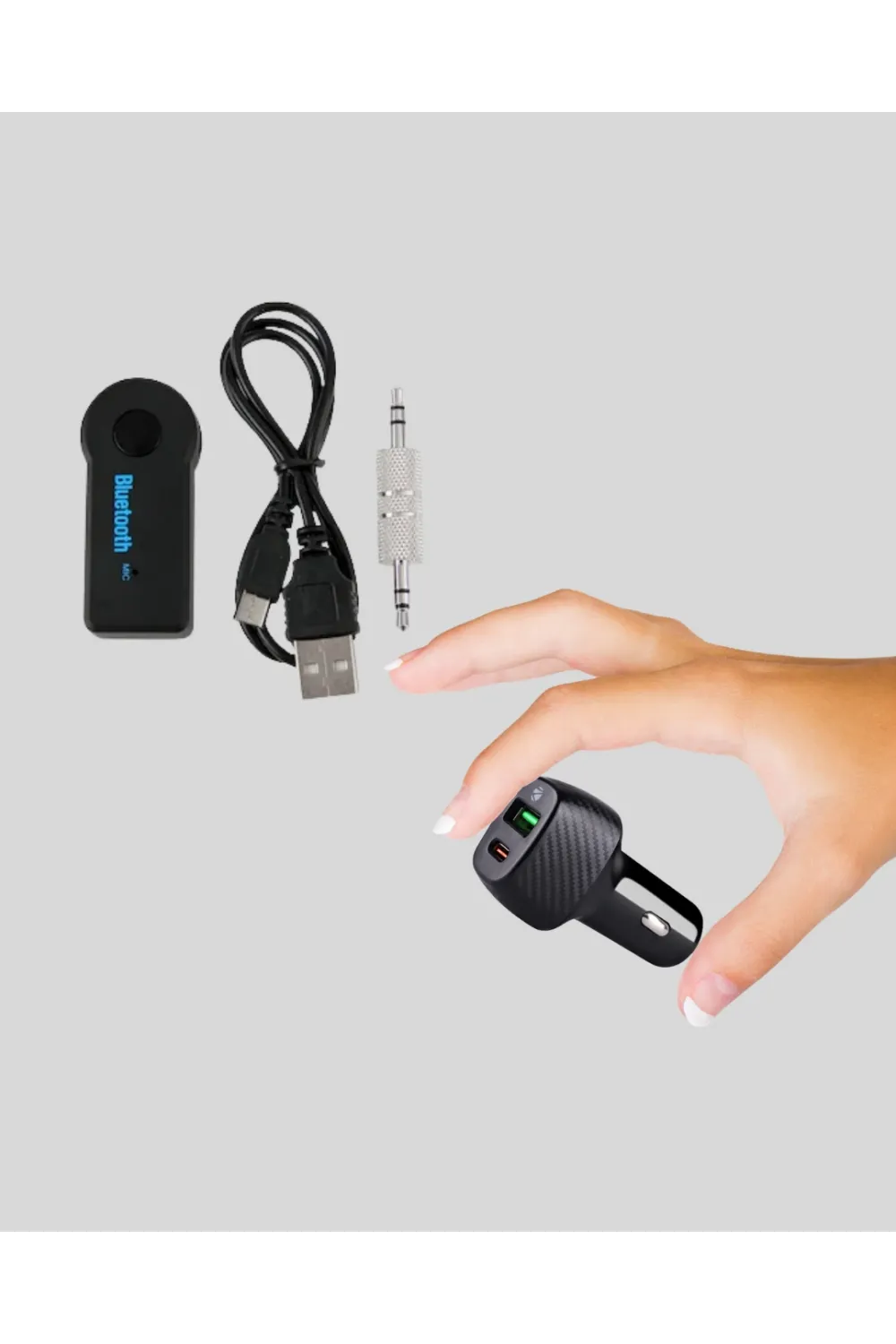 Bluetooth Aux Çevirici Ve Pd Destekli Araç Şarj Cihazı 2’li Set