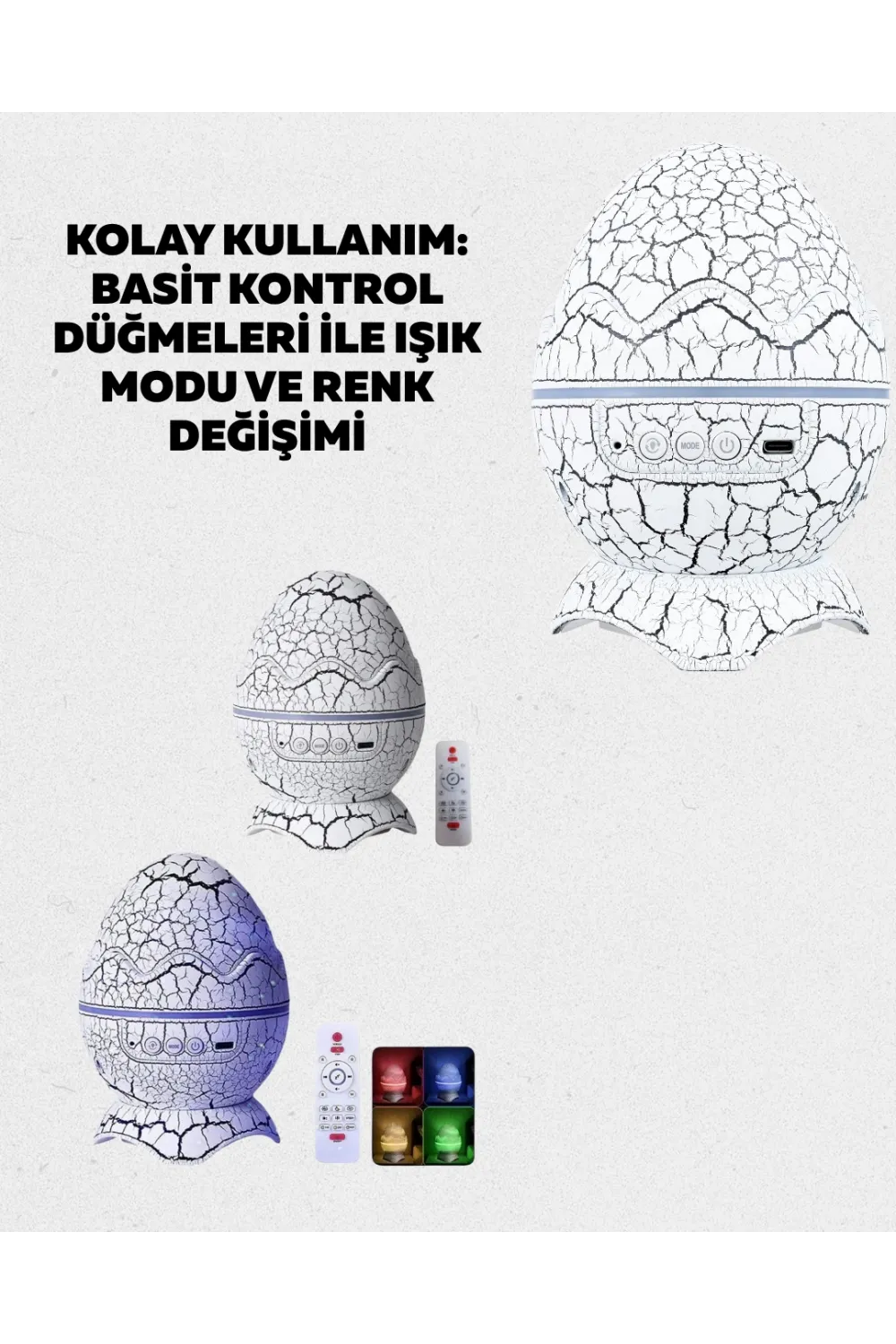 Bluetooth Bağlantılı Dinozor Yıldız Projektör Gece Lambası Ve Uyku Yardımcısı