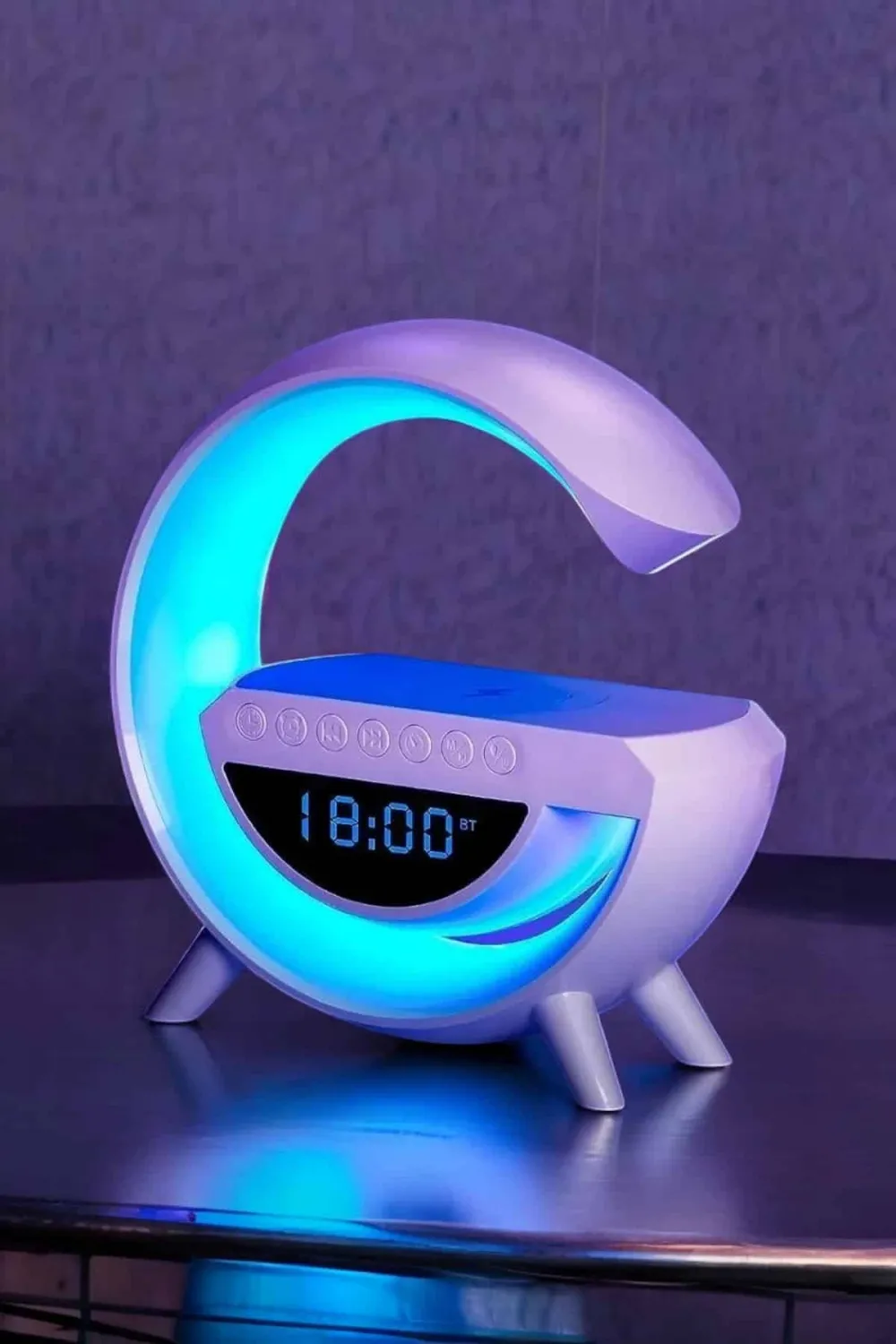 Bluetooth Hoparlör 15w Kablosuz Hızlı Şarj Led Gece Lambası