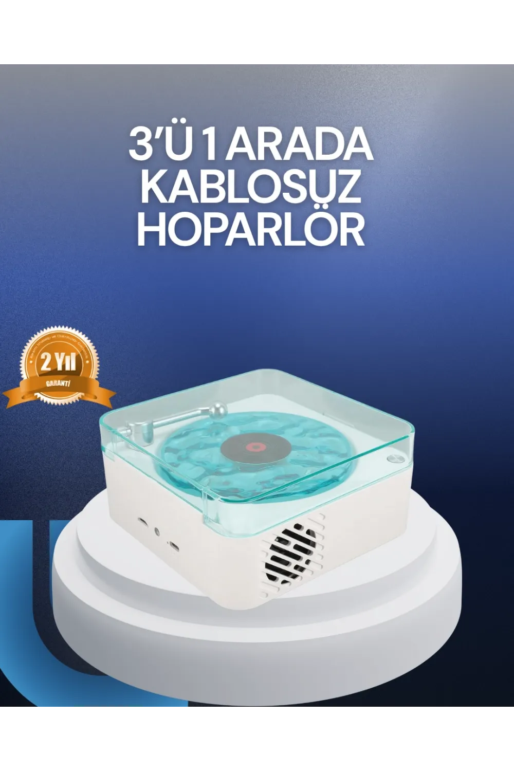Bluetooth Hoparlör – 3-ü-1 Saatli Gece Lambası Ve Vintage Tasarım