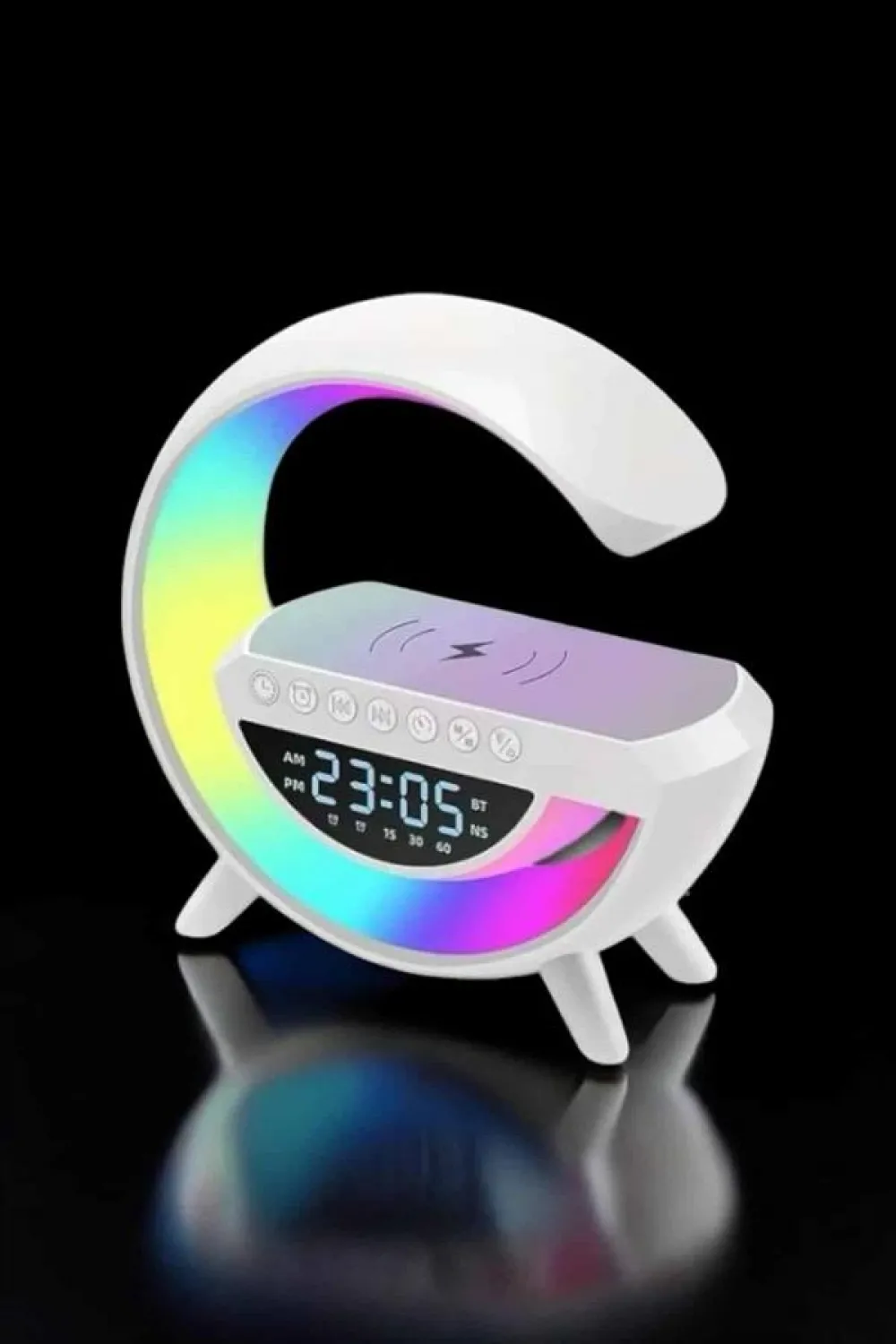 Bluetooth Hoparlör Dijital Göstergeli Wireless Şarj Rgb Işıklı