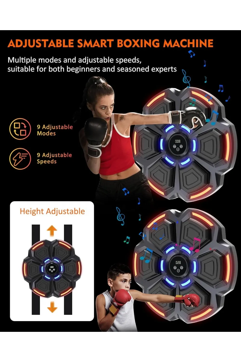 Bluetooth Hoparlör Özellikli Duvar Boks Makinesı  9 Mod Seviye Ayarlı  Müzikli Boks Makinesı