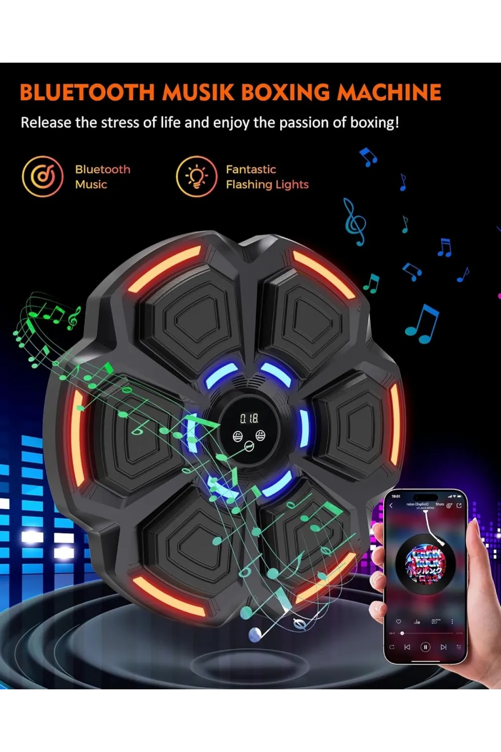 Bluetooth Hoparlör Özellikli Duvar Boks Makinesı  9 Mod Seviye Ayarlı  Müzikli Boks Makinesı