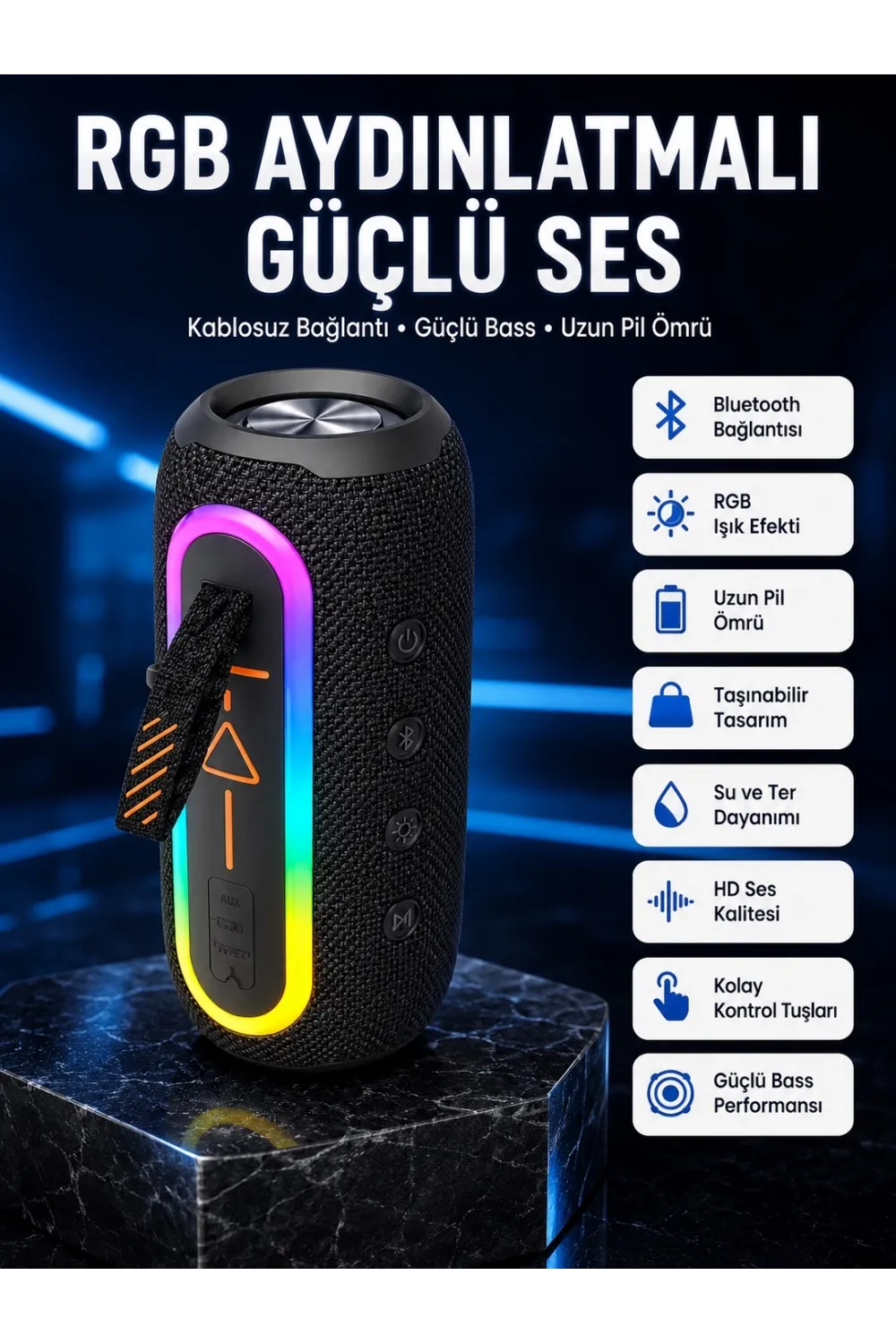 Bluetooth Hoparlör Usb Şarjlı Uzun Pil Ömrü Android Ve İos Uyumlu Renkli
