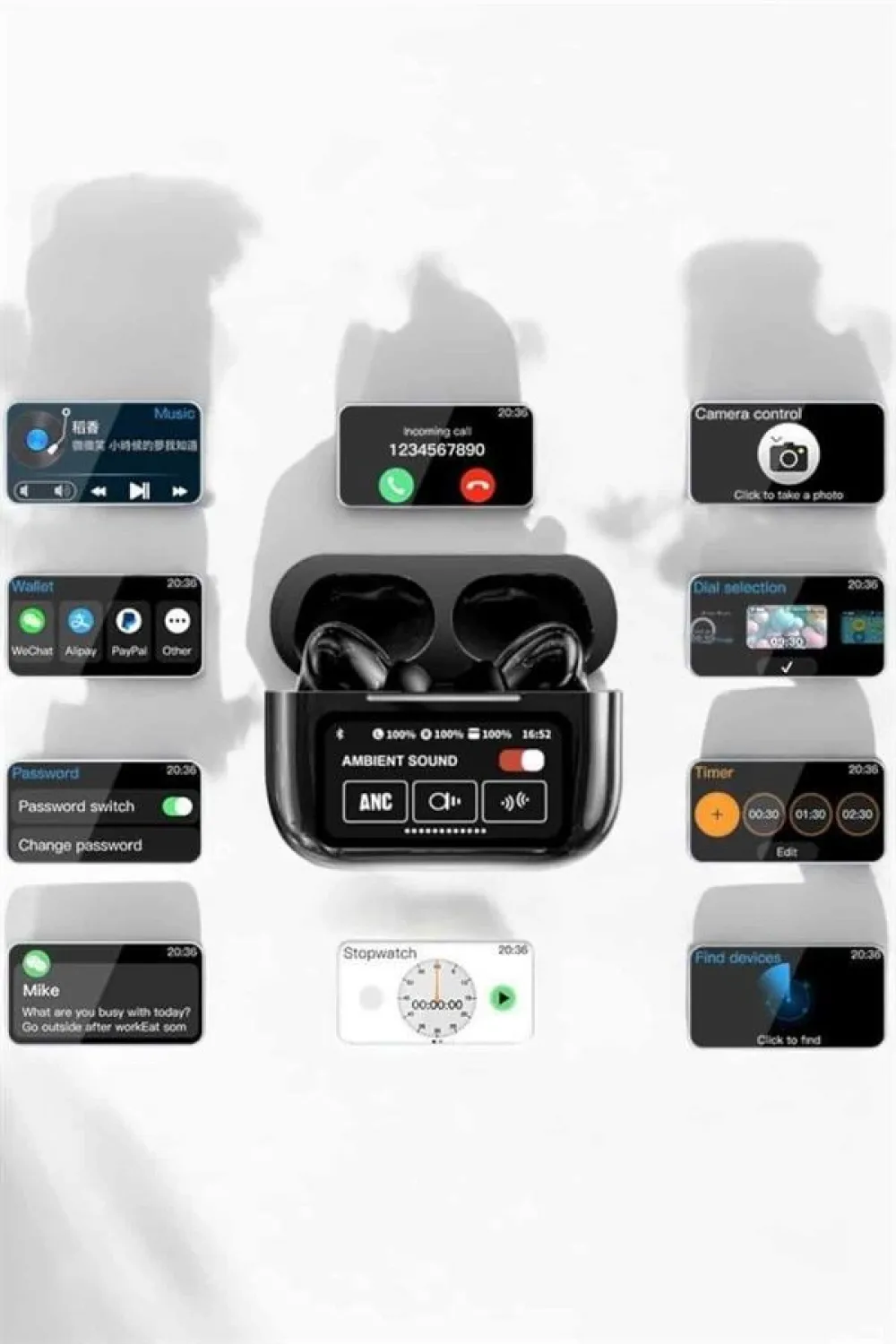 Bluetooth Kulaklık Kablosuz Ekranlı Anc/enc Destekli Dokunmatik