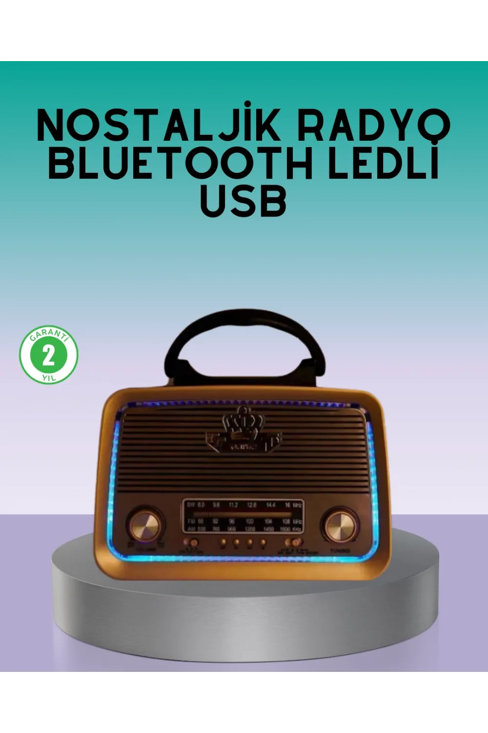 Bluetooth Özellikli Nostalji Radyo 3 Bant Fm Am Sw