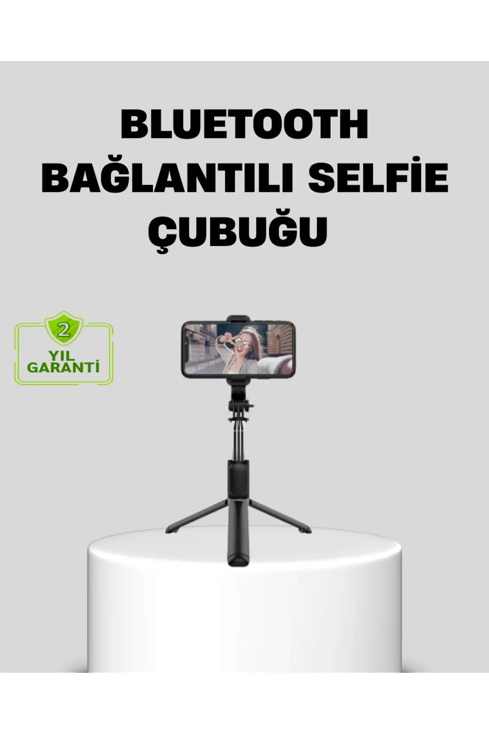 Bluetooth Selfie Çubuğu – 360° Dönebilen Başlık, Kablosuz Bağlantı