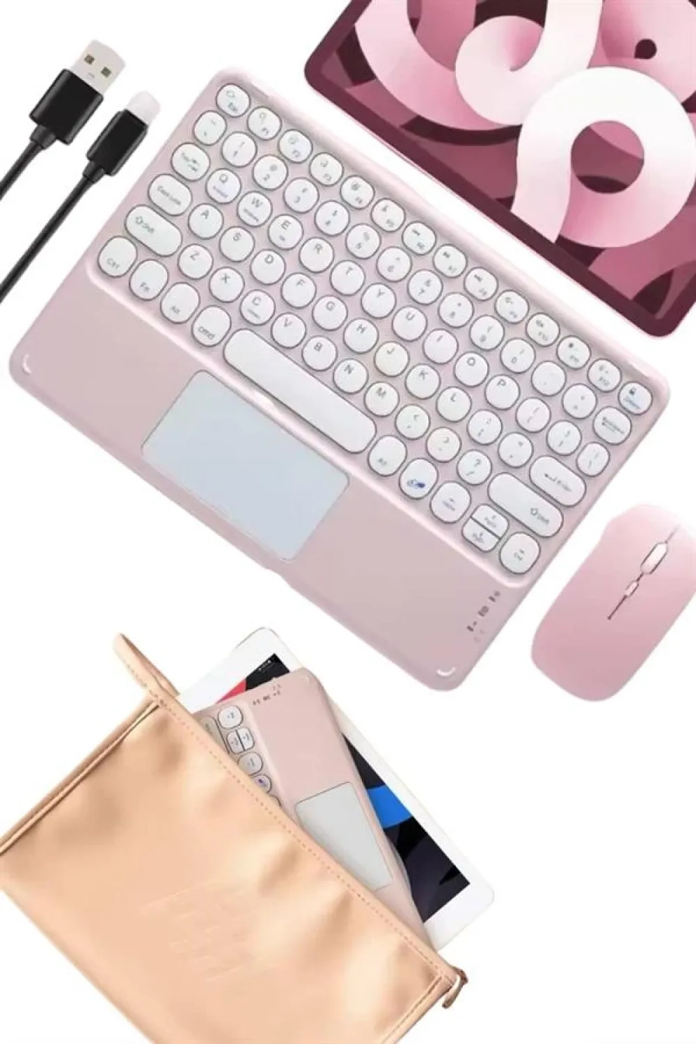 Bluetooth Touchpad Klavye Ultra İnce Taşınabilir Q Klavye