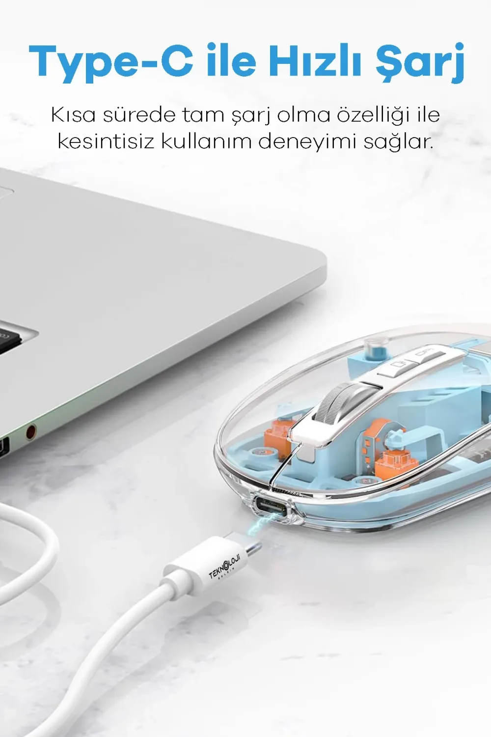 Bluetooth USB Çift Modlu Sessiz Mouse, Şeffaf Mıknatıslı Kapaklı, TypeC Şarjlı, DPI Ayarlı, Kablosuz 10m Çekim Mesafeli, Masaüstü Kısayol Tuşlu, Taşınabilir Şarjlı Mouse Turuncu