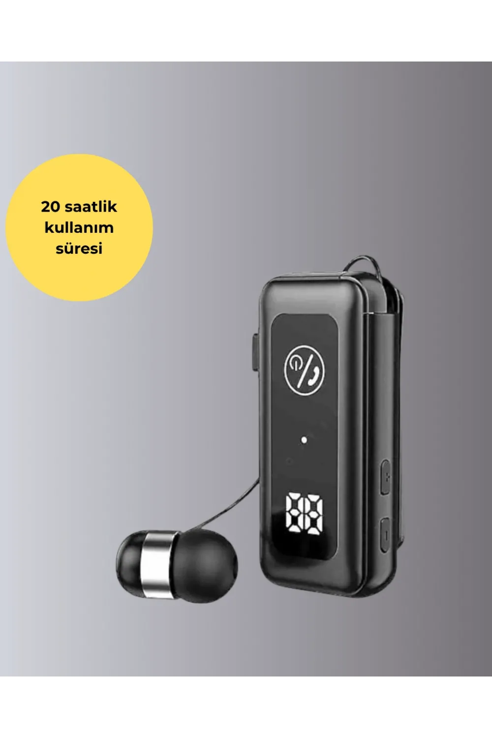 Bluetooth 5.2 Kablolu Makaralı Kulaklık | Dijital Ekran Ve Titreşimli Bildirim