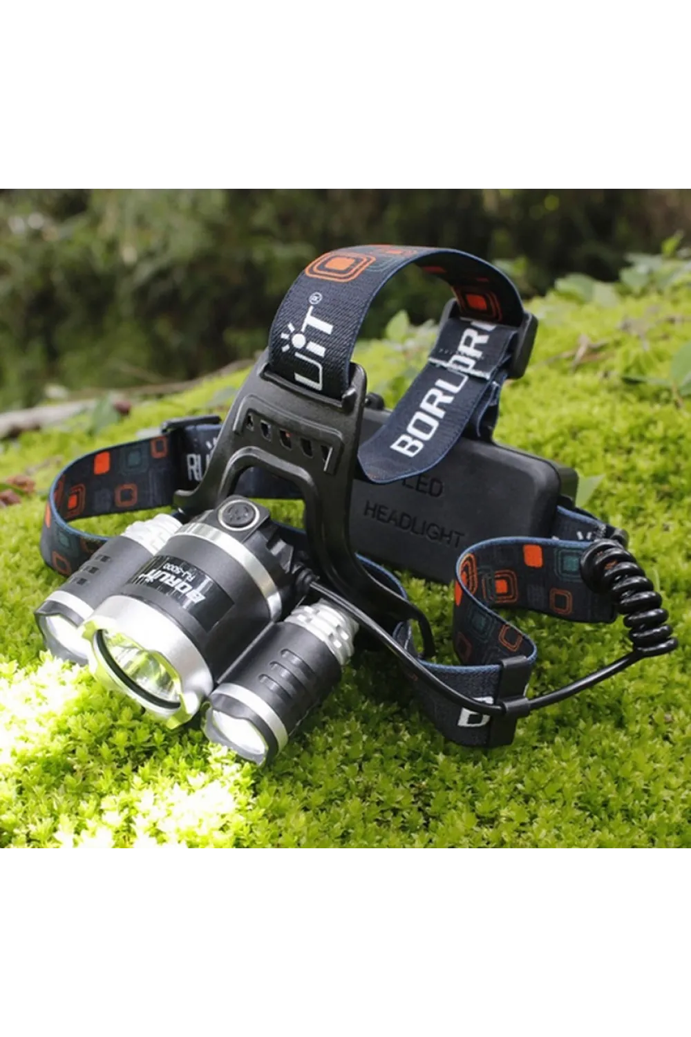 Boruit T6 Kafa Feneri 5000 Lumens 3Xcree Xm-T6+2R5 Lamba Led Kamp Lambası